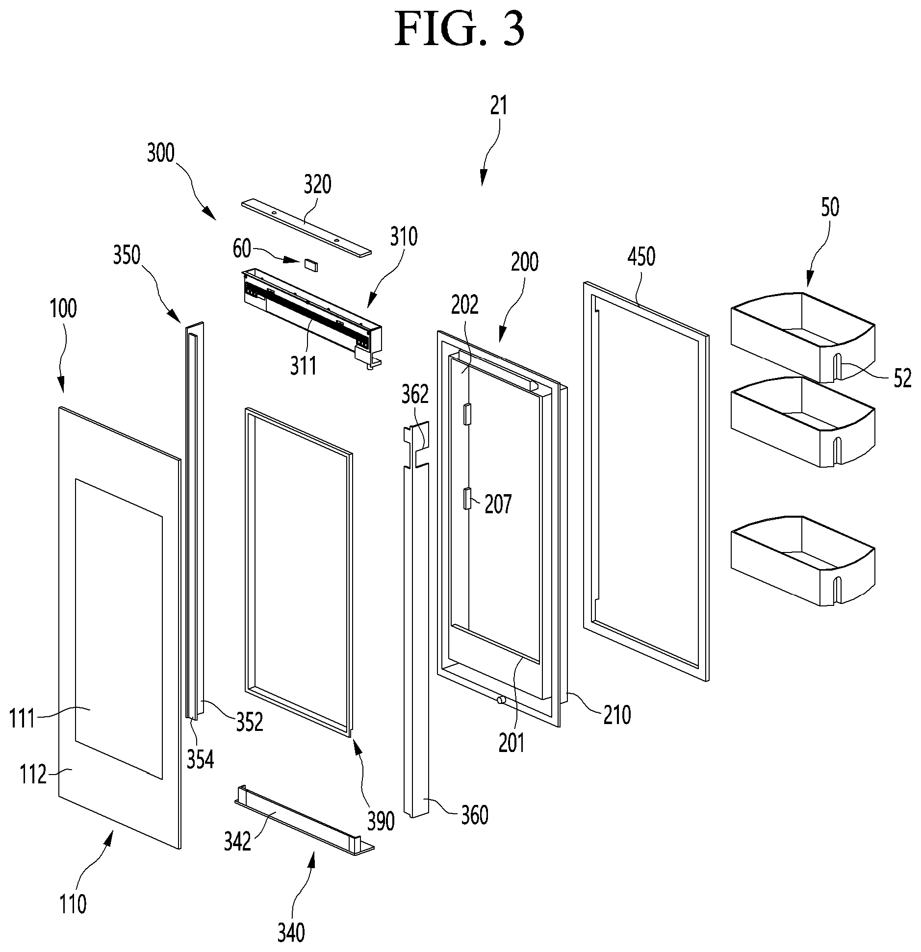 Patent US12313333 Figure 3 – Refrigerator