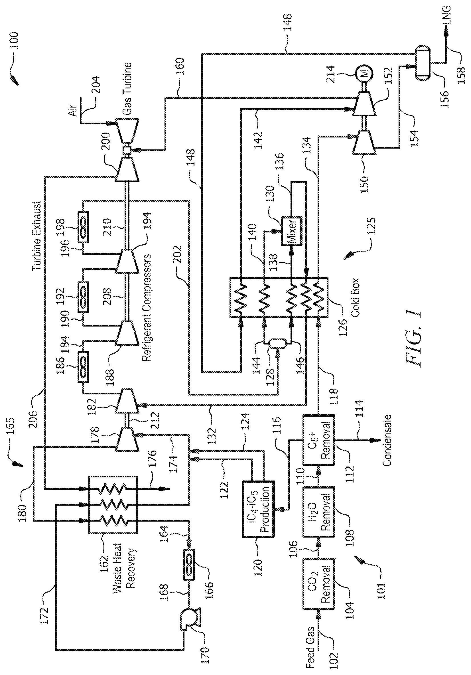 Patent US12313337 Figure 1 – Systems and methods for LNG refrigeration and liquefaction
