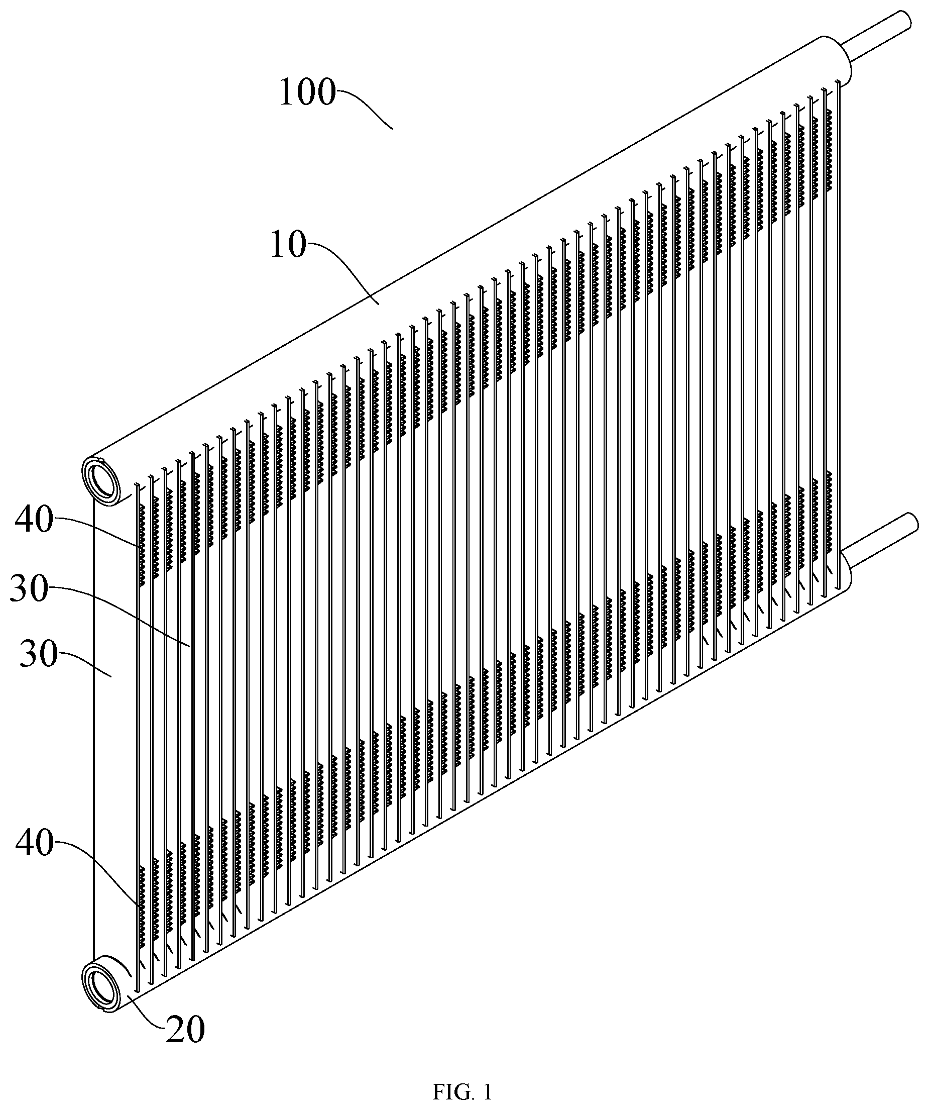 Patent US12313348 Figure 1 – Flat tube, multi-channel heat exchanger, and air conditioning and refrigeration system