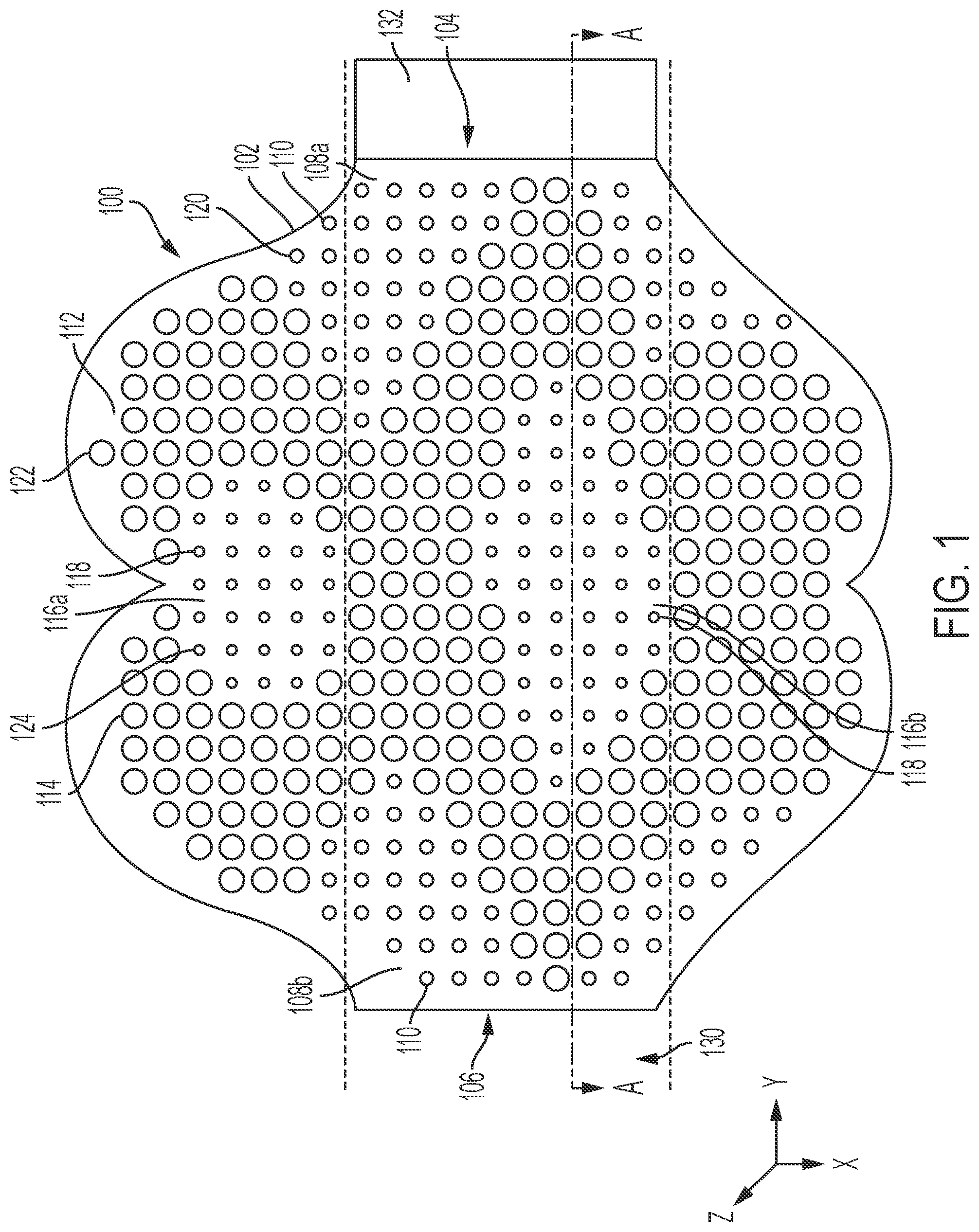 Patent US12313350 Figure 1 – Varying topology heat sinks