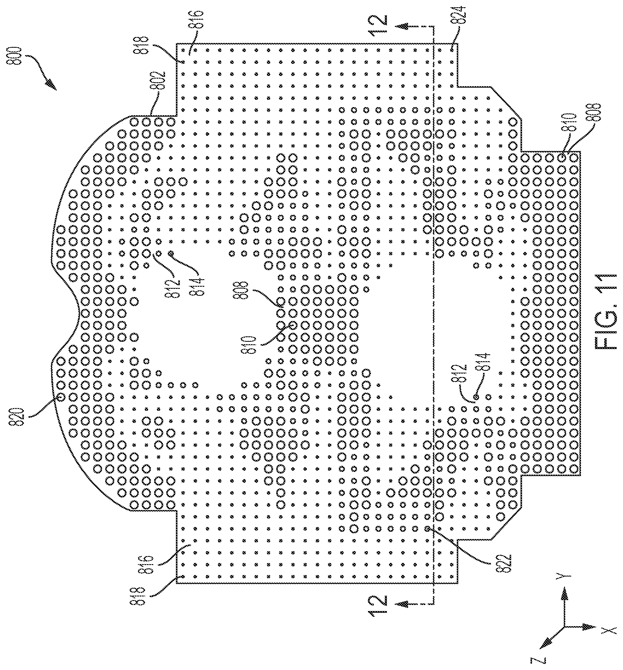 Patent US12313350 Figure 12 – Varying topology heat sinks
