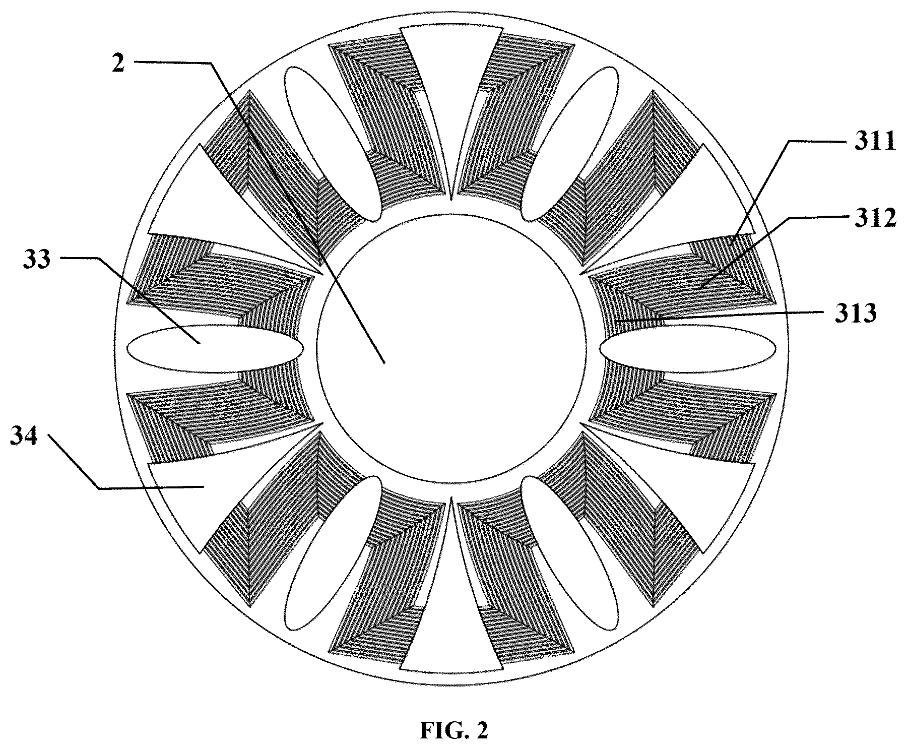 Patent US12313355 Figure 2 – Multi-header pipe distributing annular printed circuit heat exchanger