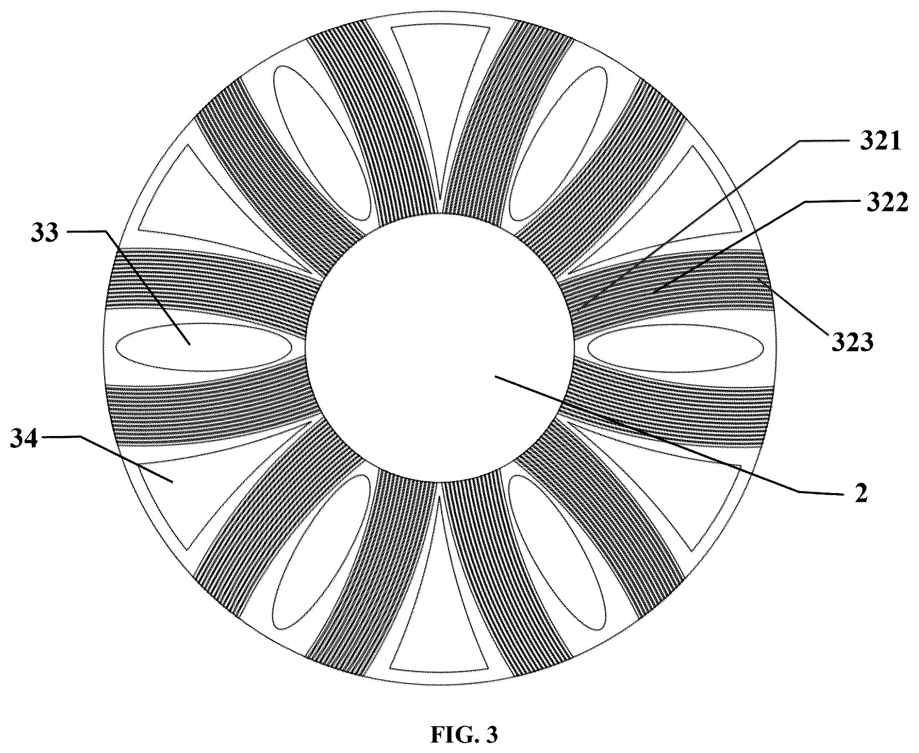 Patent US12313355 Figure 3 – Multi-header pipe distributing annular printed circuit heat exchanger