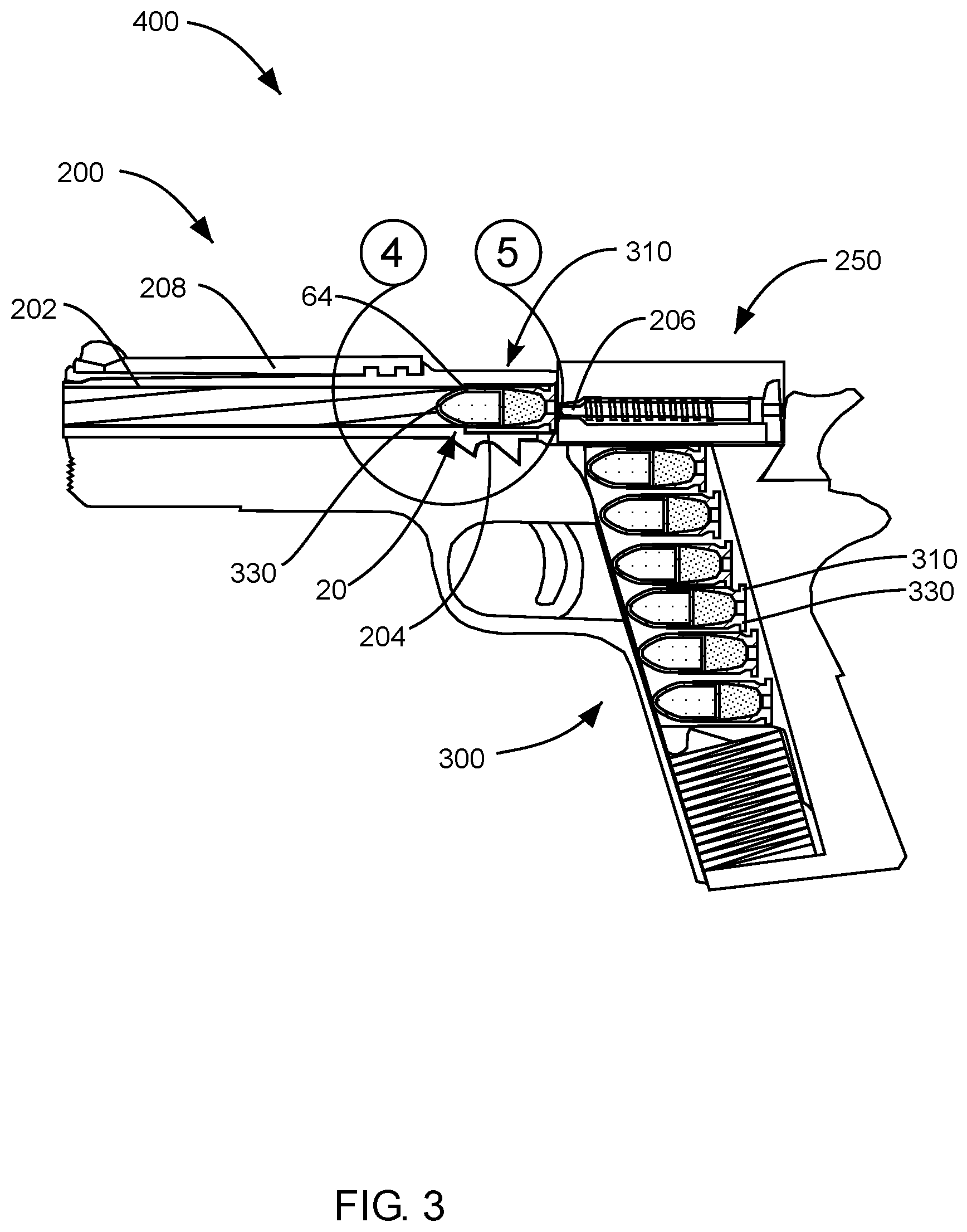 Patent US12313358 Figure 3 – Sub-mass projectile for a firearm