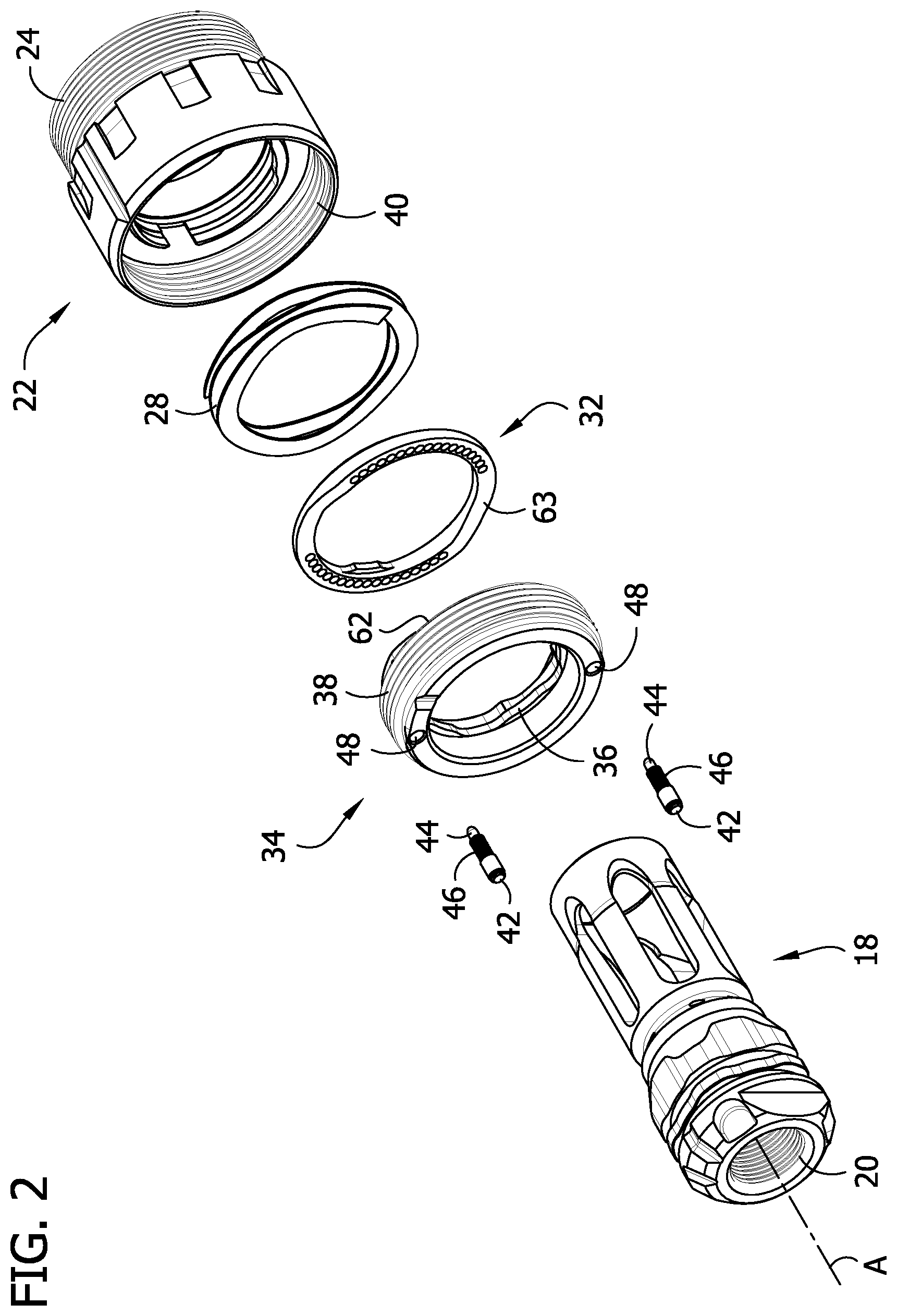 Patent US12313361 Figure 2 – Muzzle mount assembly