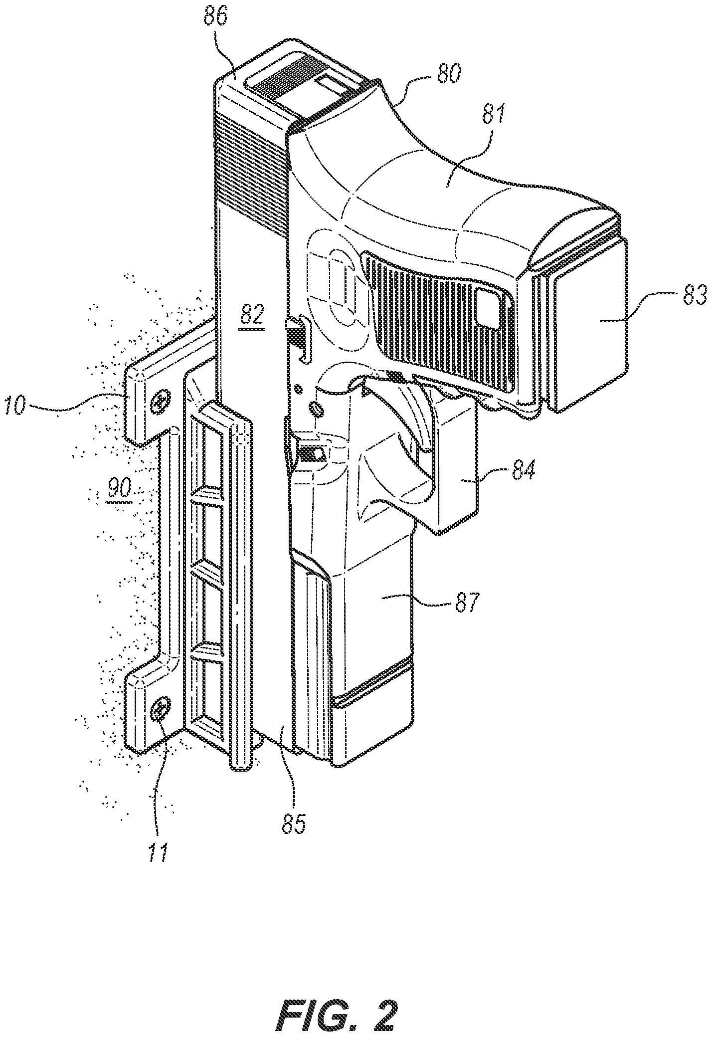 Patent US12313363 Figure 2 – Firearm mounting device