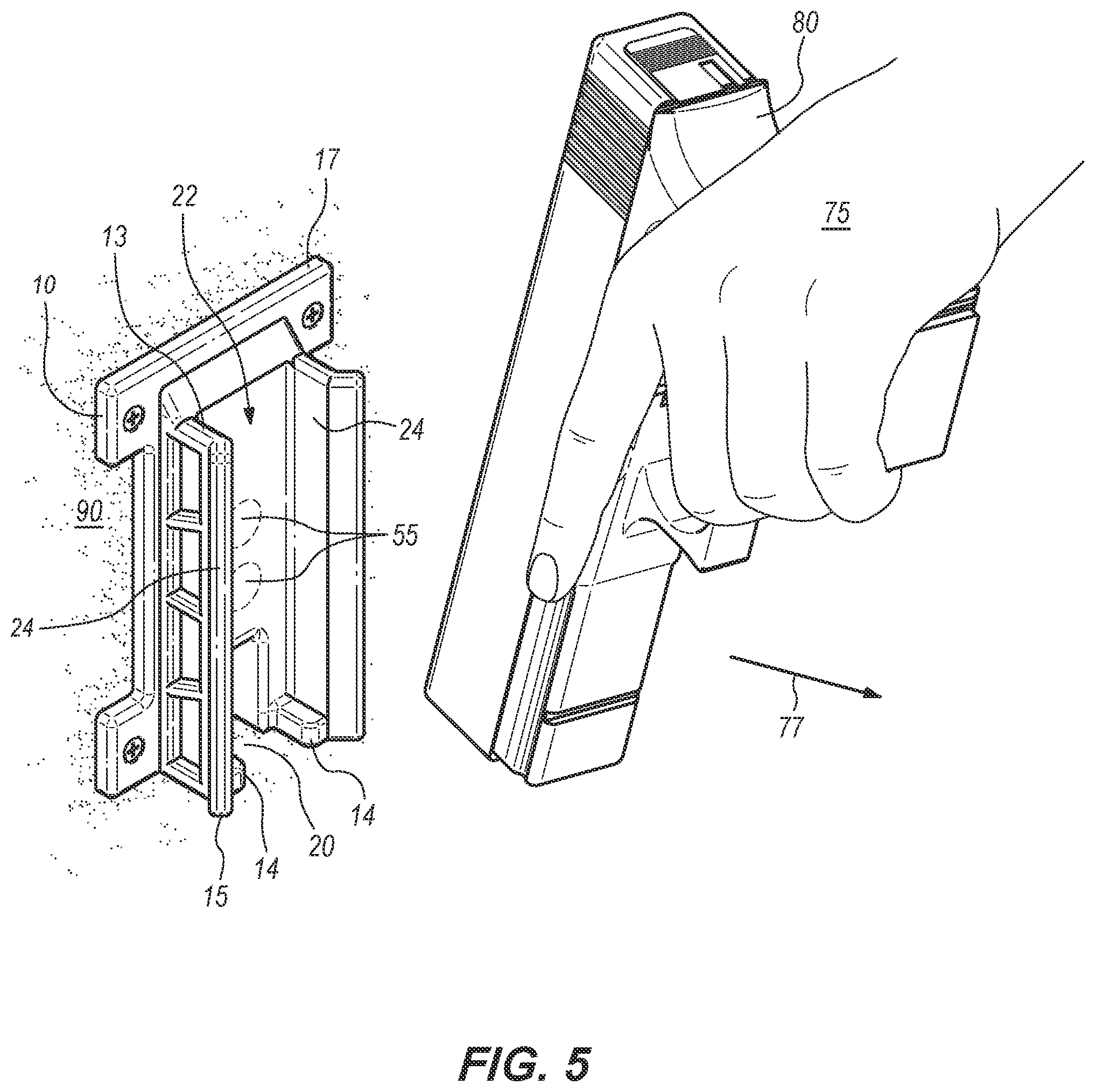 Patent US12313363 Figure 5 – Firearm mounting device