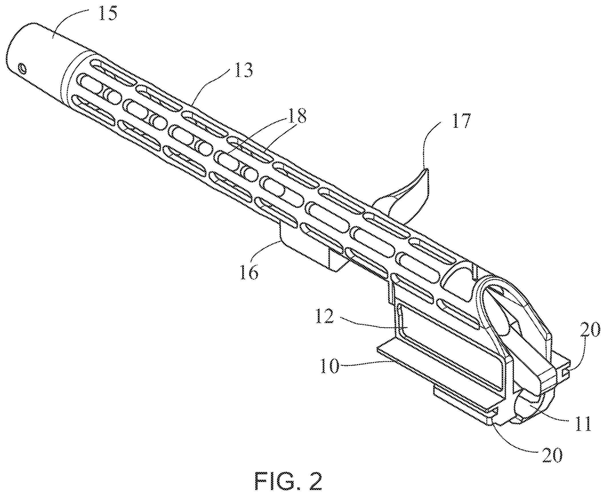 Patent US12313365 Figure 2 – Skeletonized bolt carrier for an AK rifle