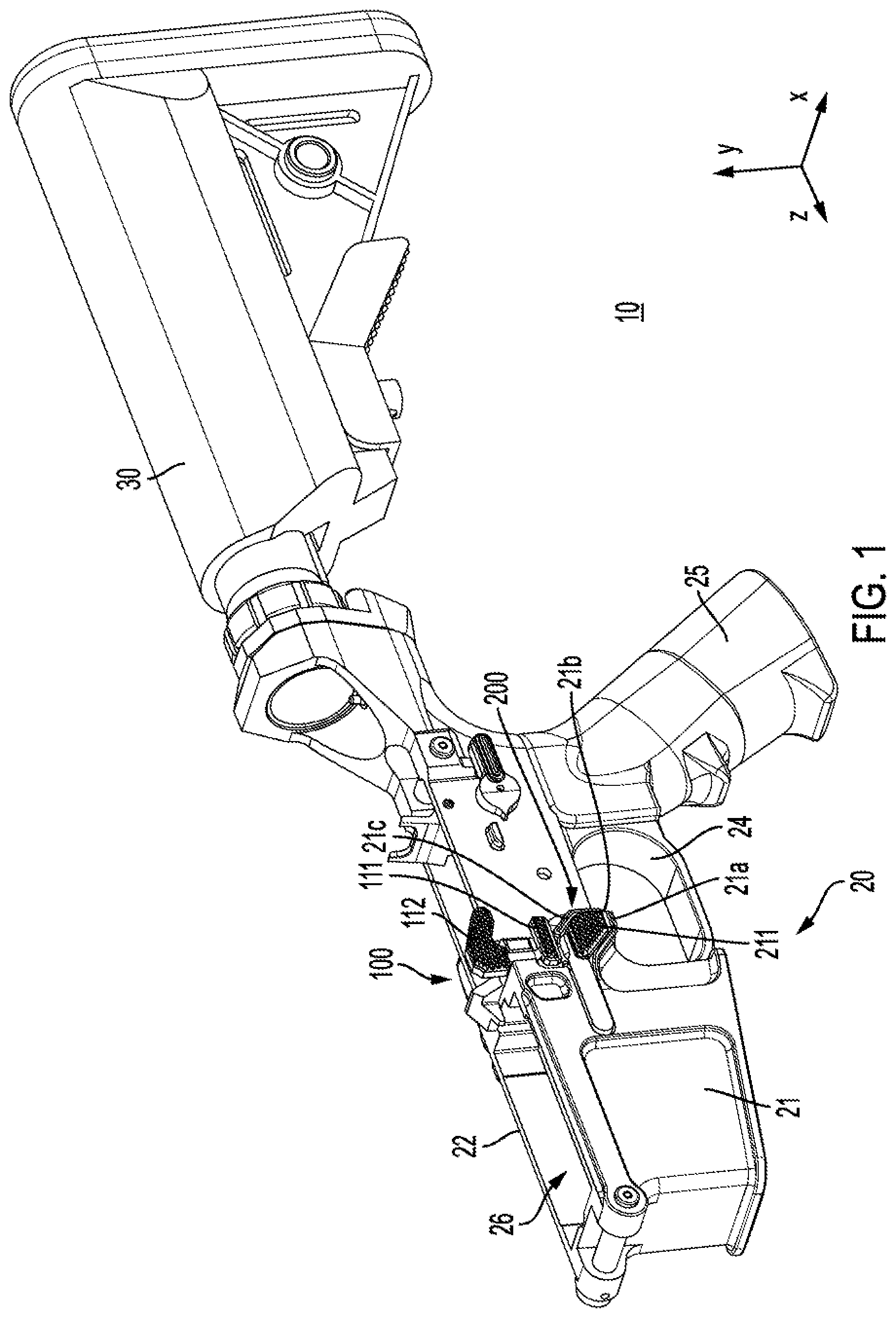 Patent US12313366 Figure 1 – Ambidextrous firearm controls