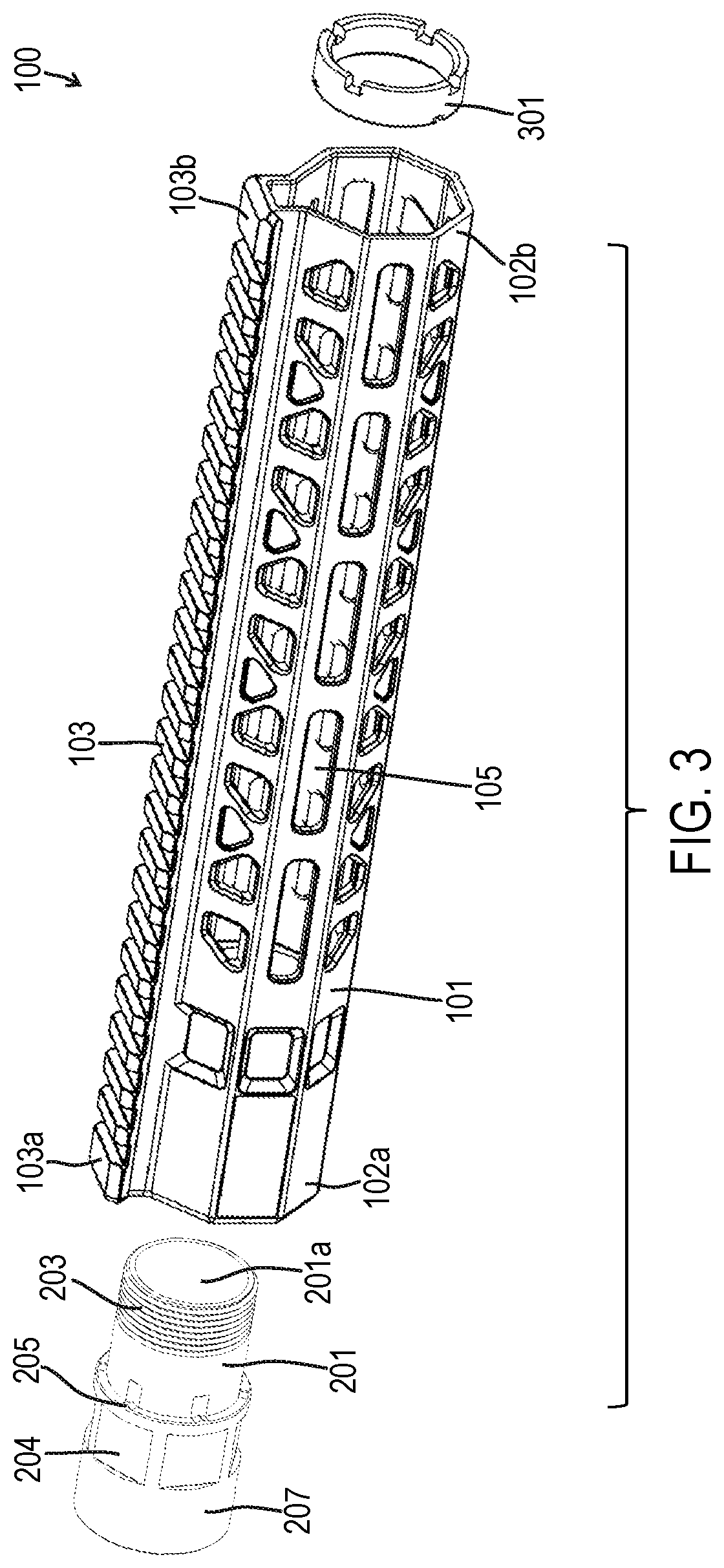 Patent US12313373 Figure 3 – Handguard assembly