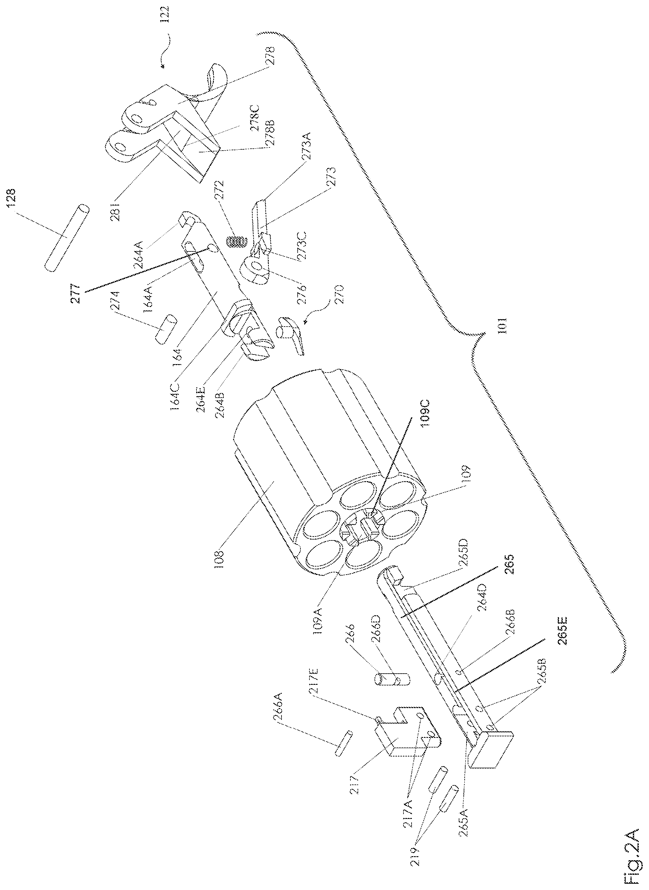 Patent US12313375 Figure 2 – Open frame revolver with changeable drum