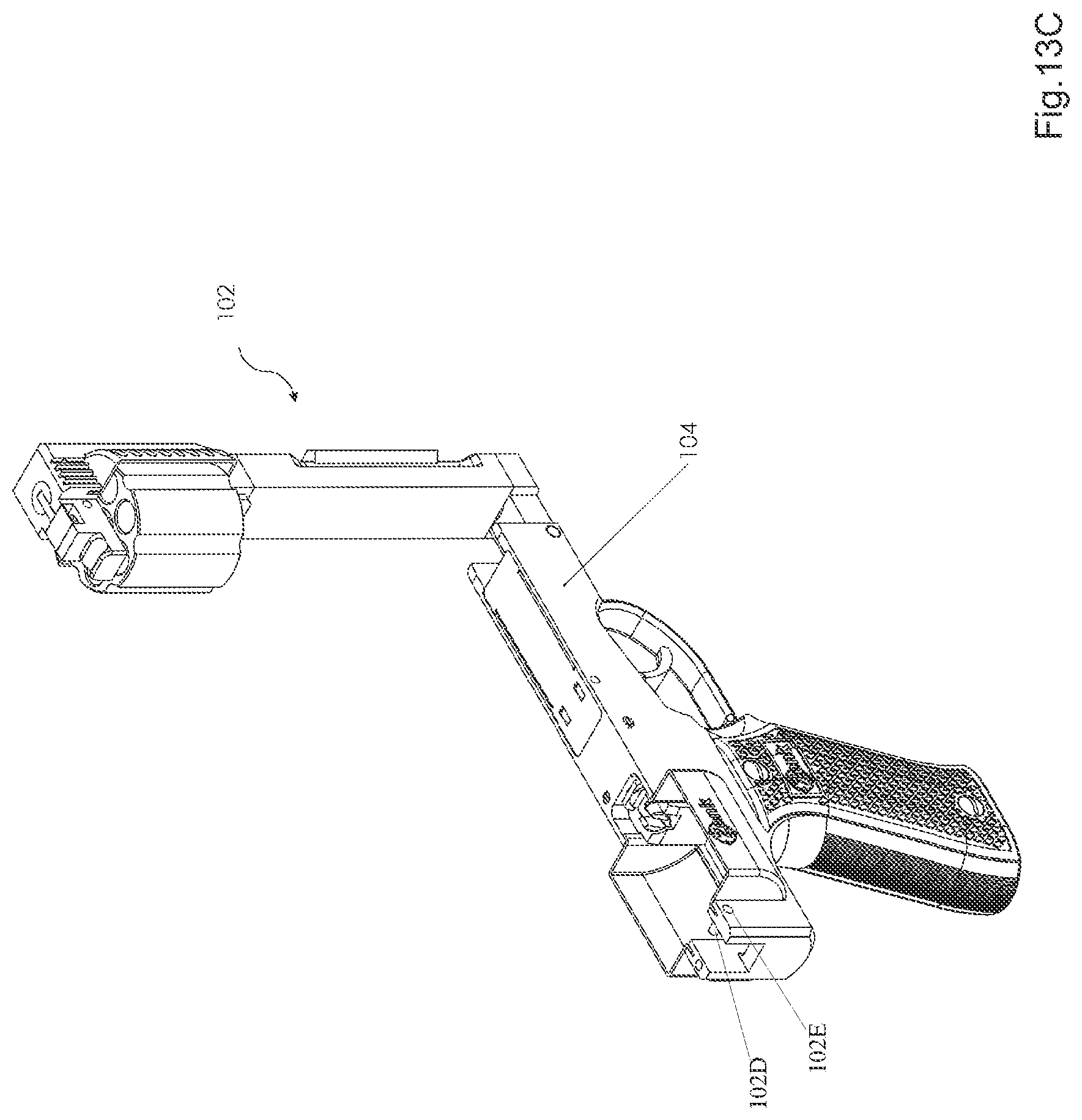 Patent US12313375 Figure 20 – Open frame revolver with changeable drum
