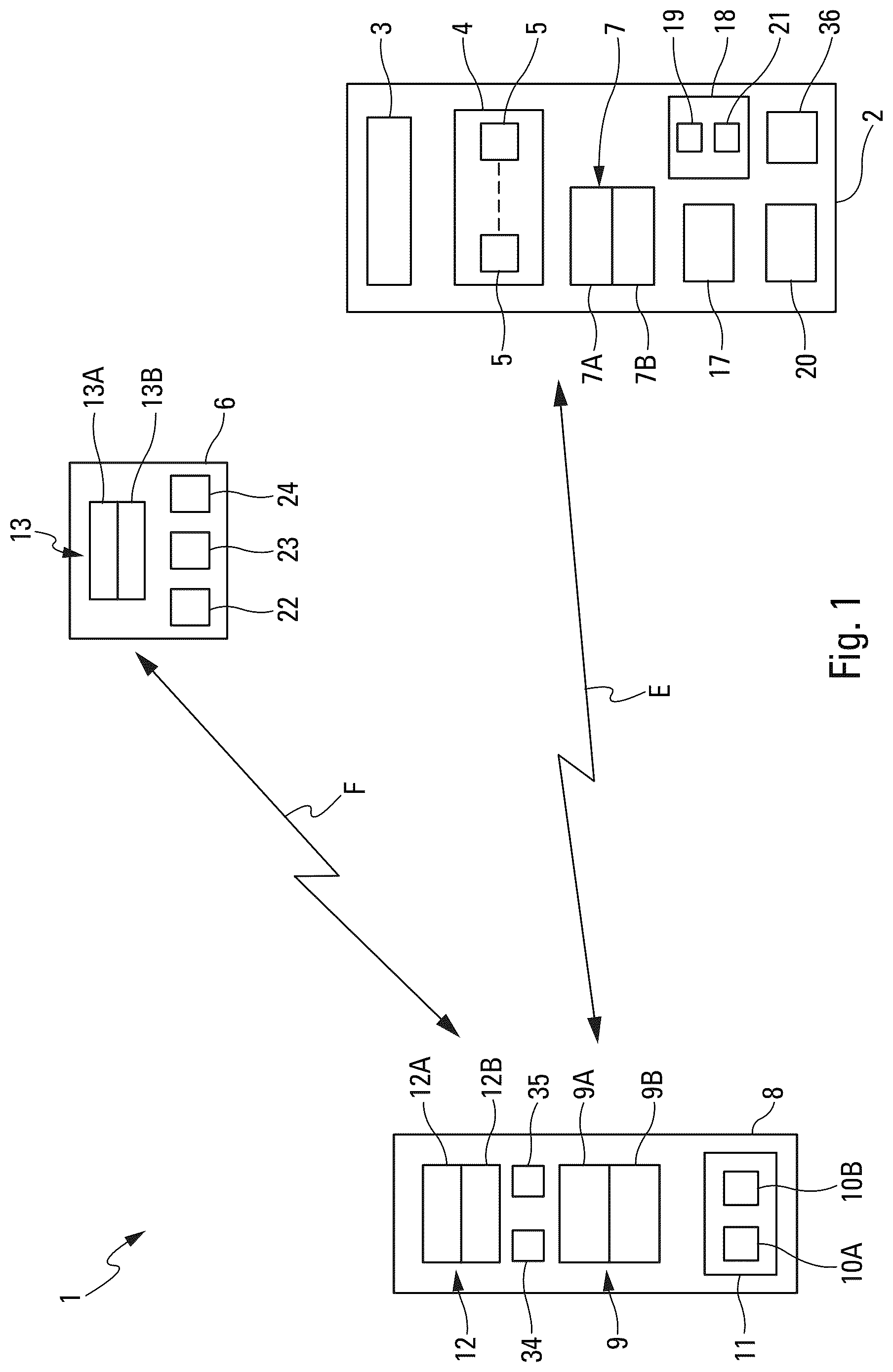 Patent US12313379 Figure 1 – System for neutralising a target using a drone and a missile