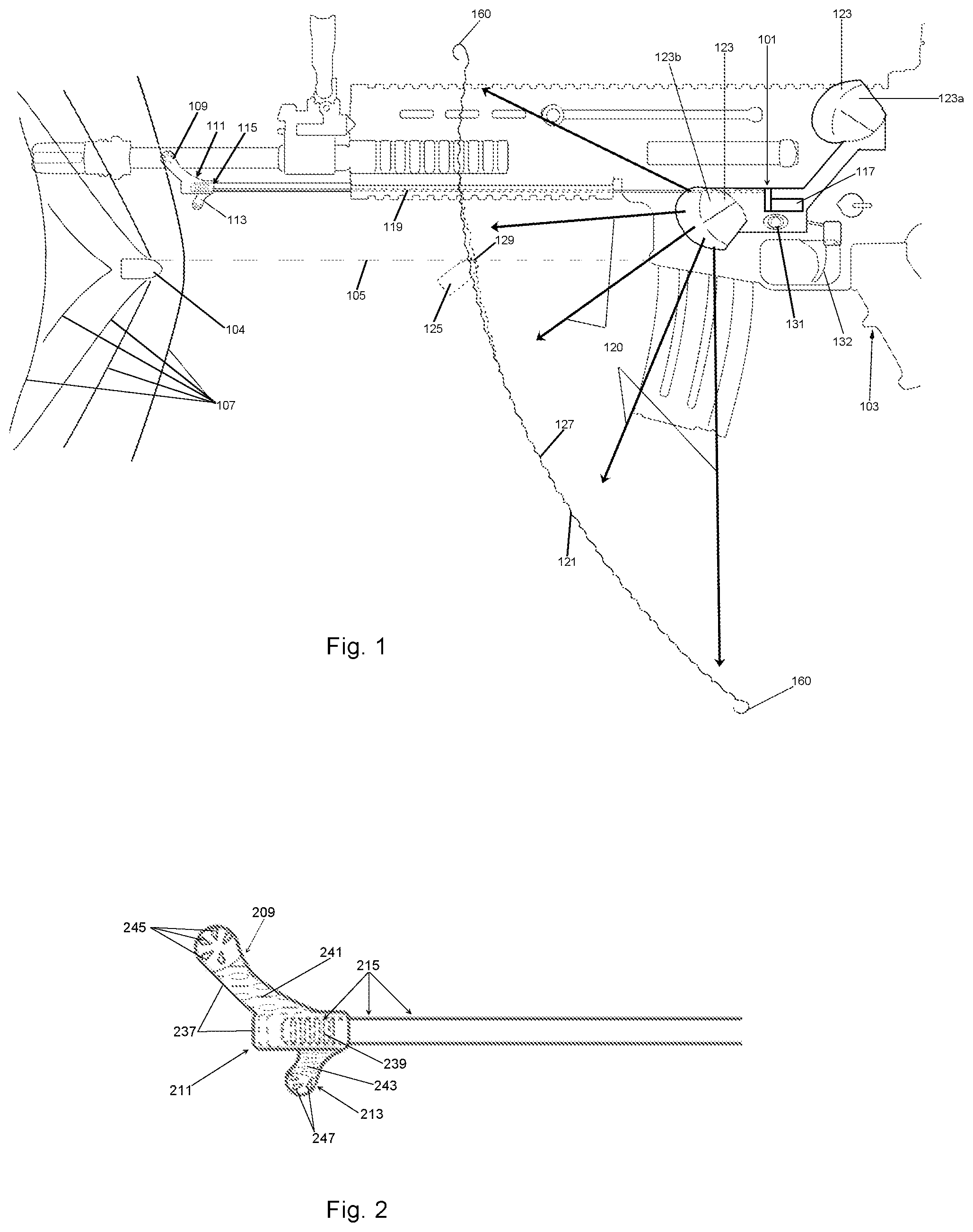 Patent US12313381 Figure 1 – Handheld weapon including projectile interceptor
