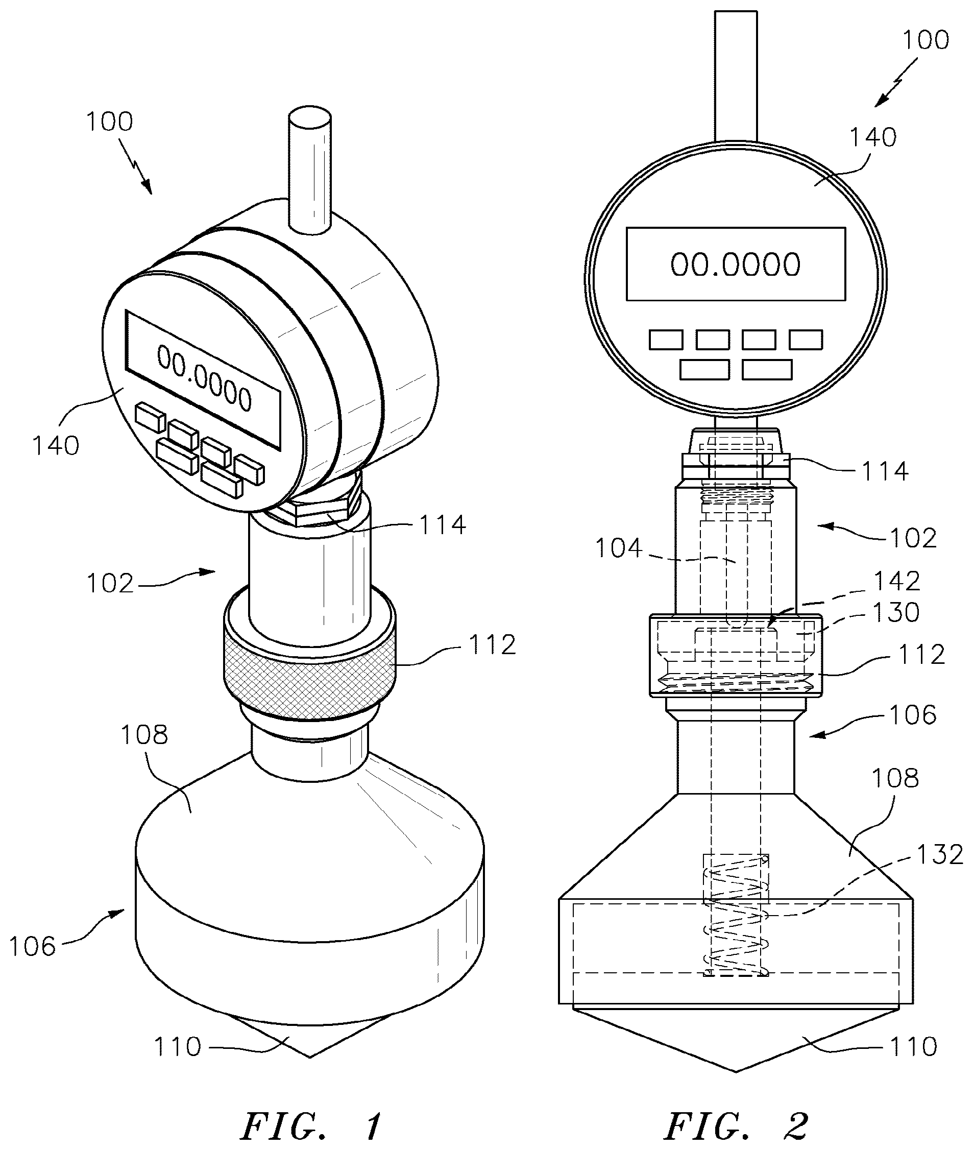 Patent US12313401 Figure 1 – Chamfer gage with interchangeable anvils
