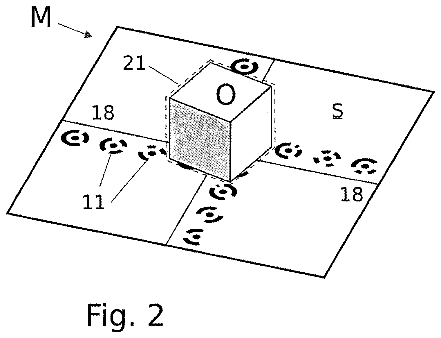 Patent US12313403 Figure 2 – Mat for carrying out a photogrammetry method, use of the mat and associated method