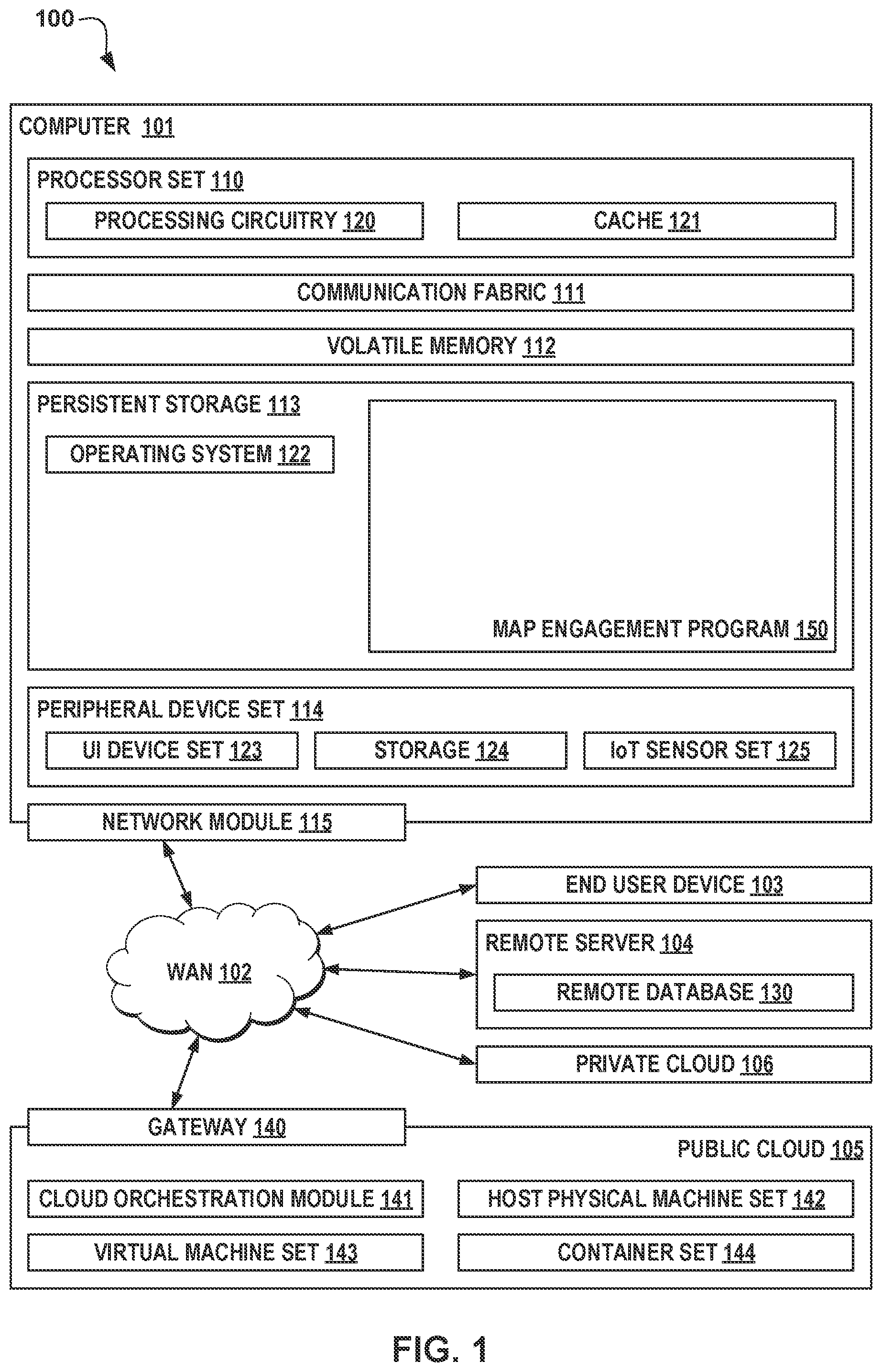 Patent US12313422 — Electronic map engagement for effective vehicle-to-infrastructure network — Figure 1
