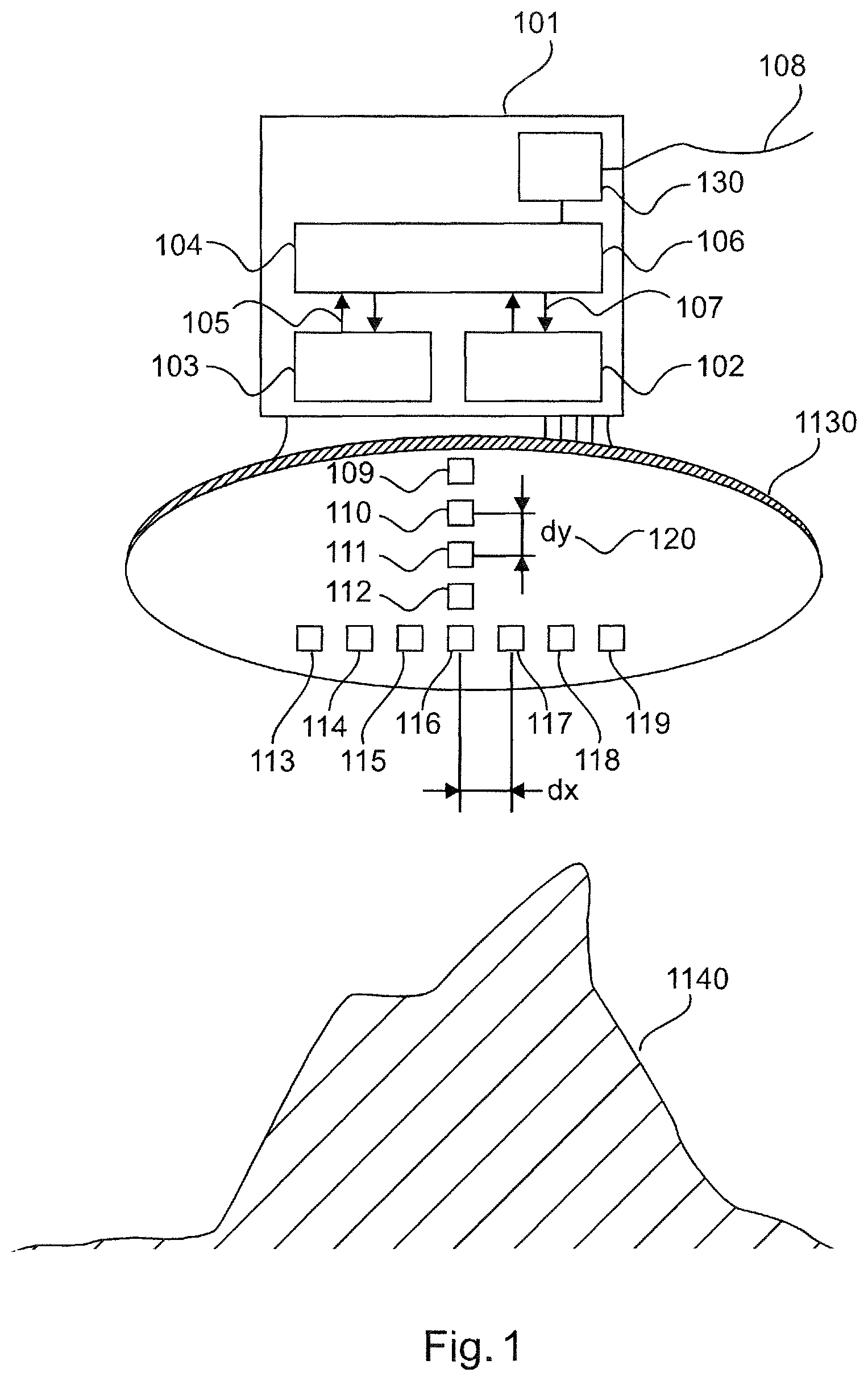 Patent US12313438 Figure 1 – Radar fill level measurement device with a radar system-on-chip