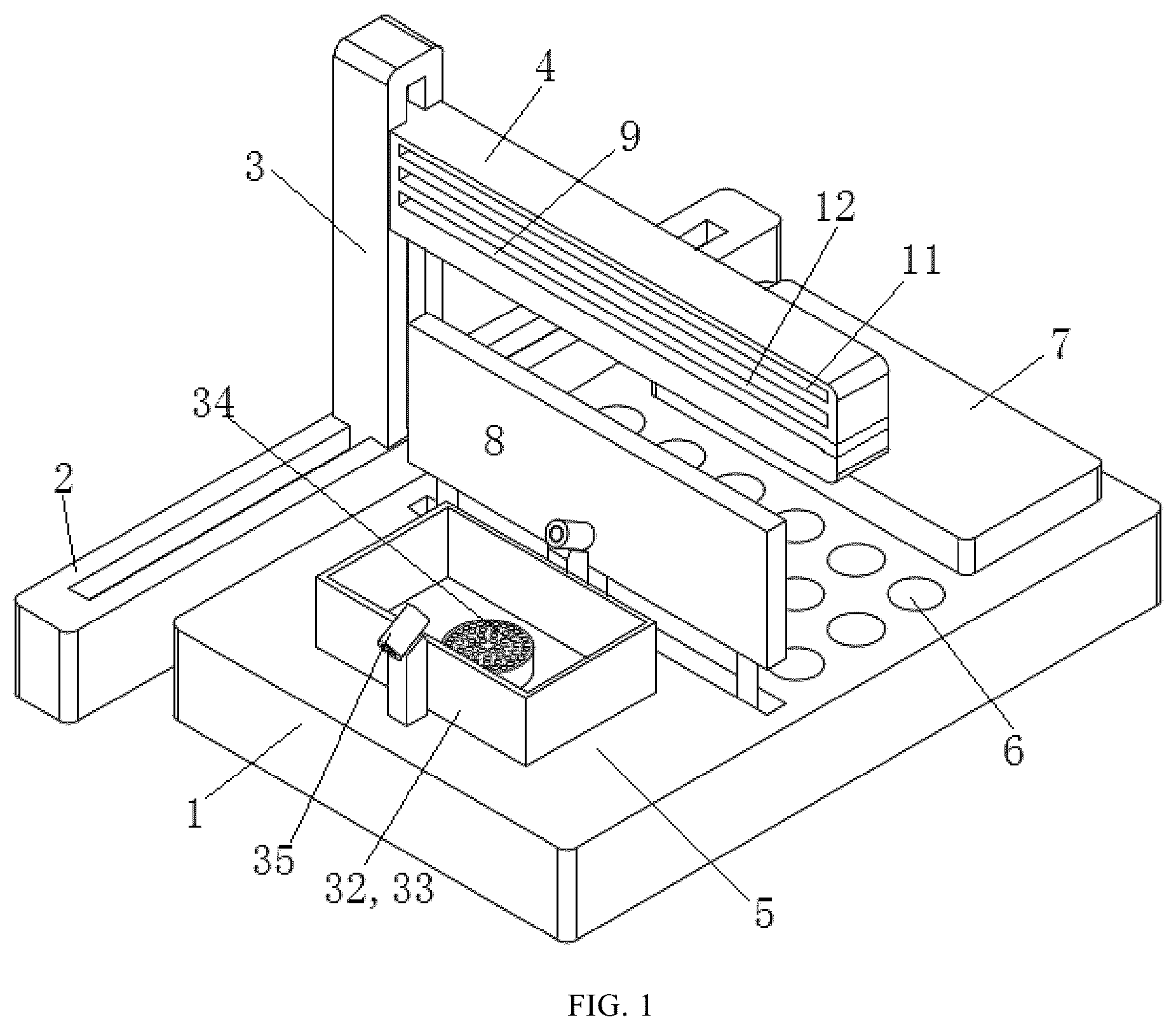 Patent US12313440 Figure 1 – High-precision automatic weighing device for powder samples