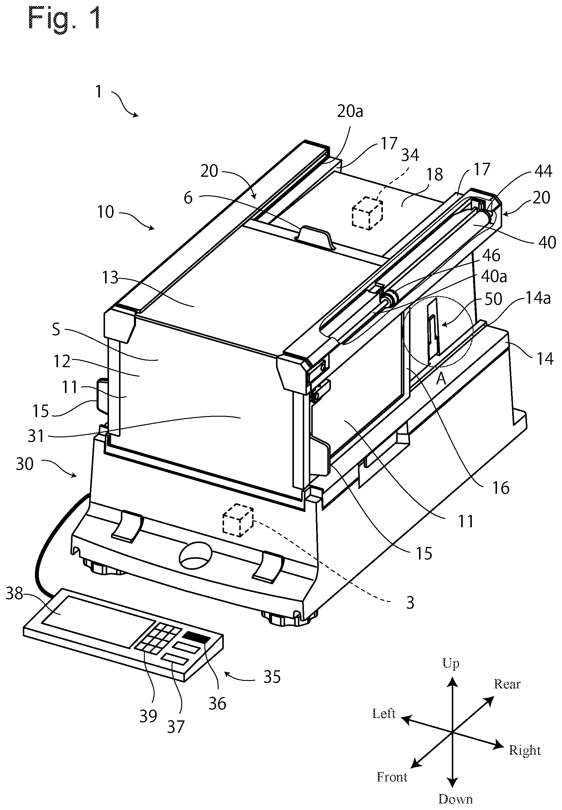 Patent US12313446 Figure 1 – Windshield for defining a weighing chamber of a balance