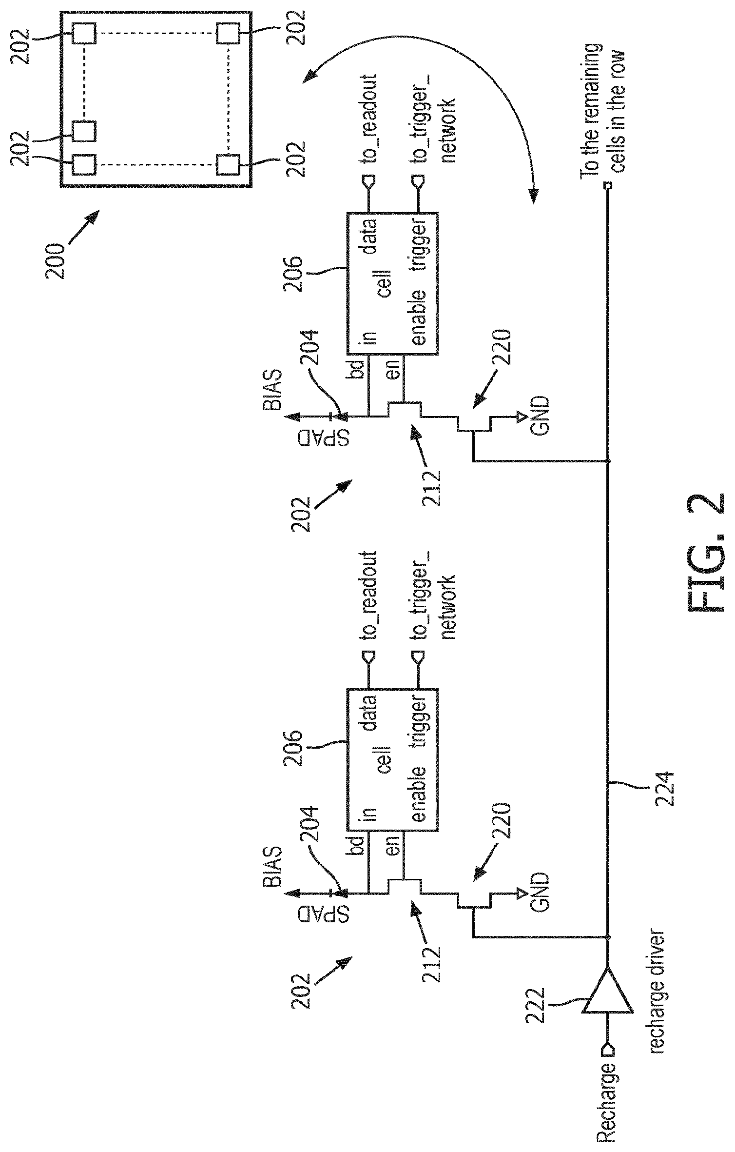 Patent US12313458 Figure 2 – Recharge circuit for digital silicon photomultipliers