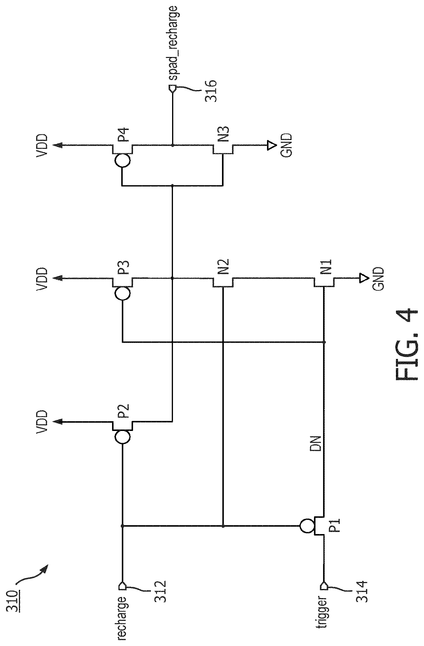 Patent US12313458 Figure 4 – Recharge circuit for digital silicon photomultipliers