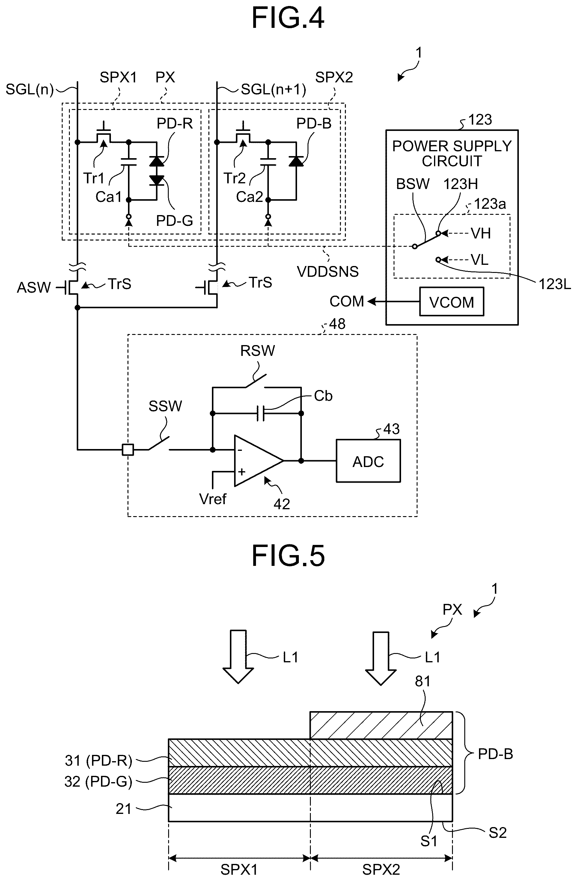 Patent US12313460 Figure 4 – Detection device comprising photodiodes with stacked organic semiconductor layers