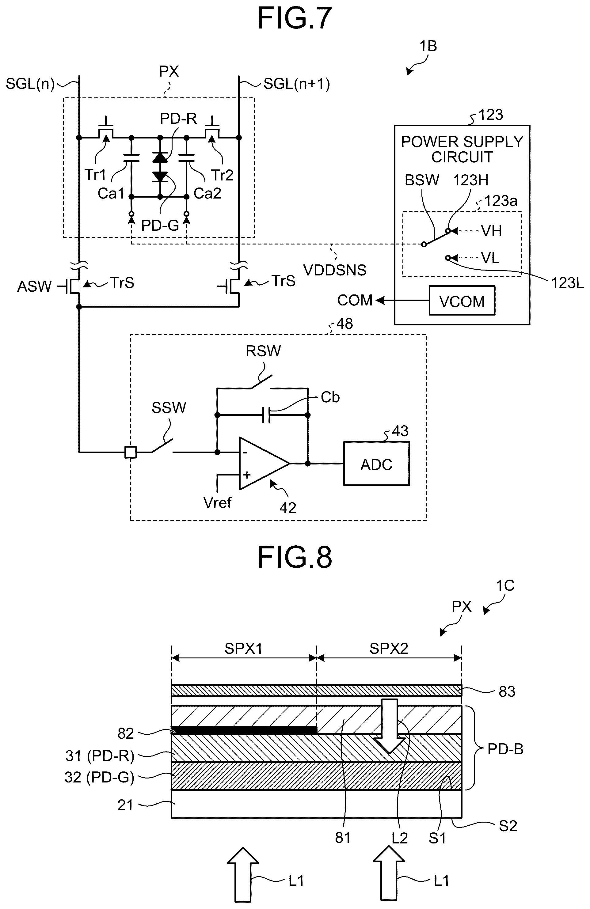 Patent US12313460 Figure 6 – Detection device comprising photodiodes with stacked organic semiconductor layers