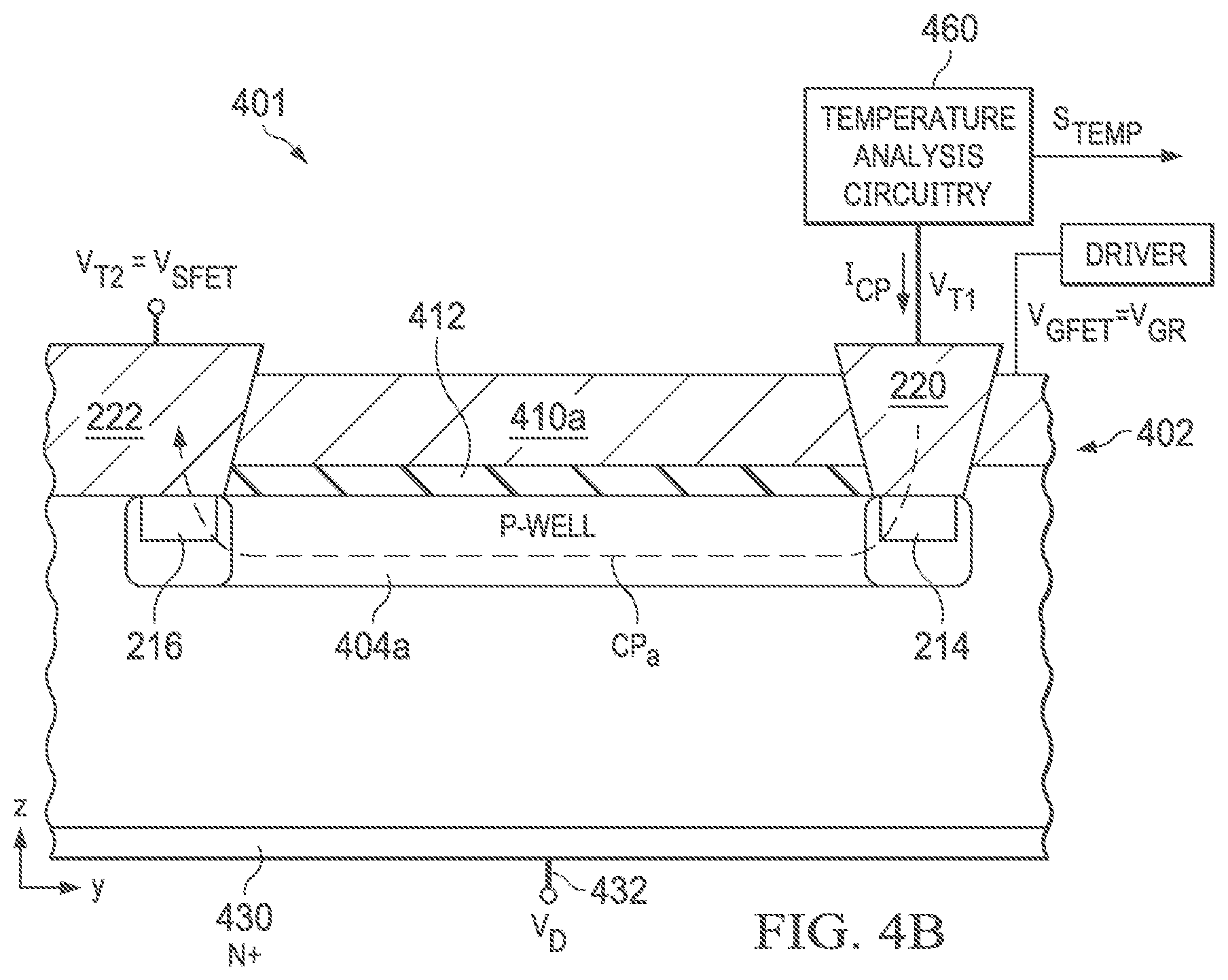 Patent US12313476 Figure 6 – Temperature sensor integrated in a transistor array