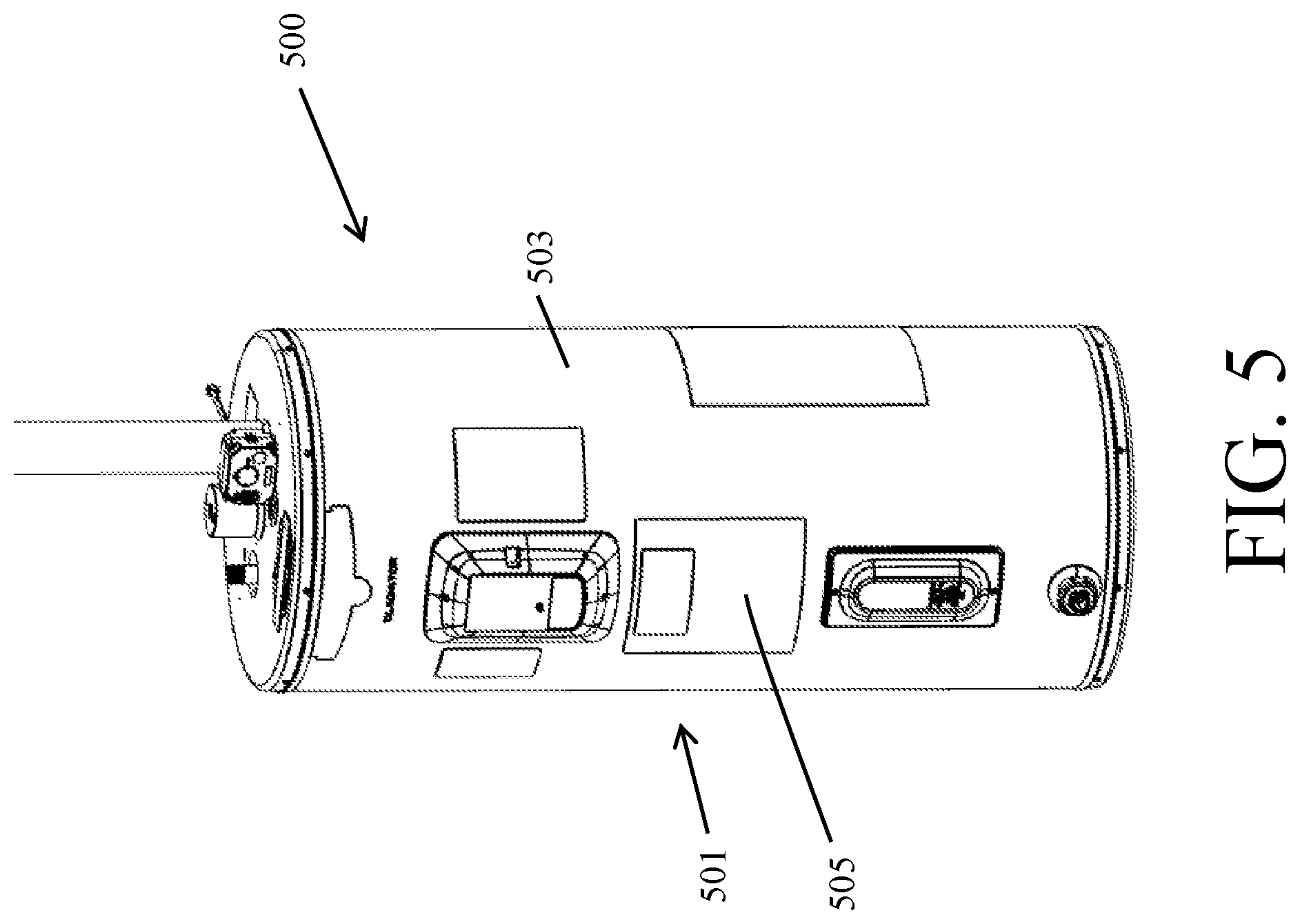 Patent US12313499 Figure 5 – Water heater with an integrated leak detection system