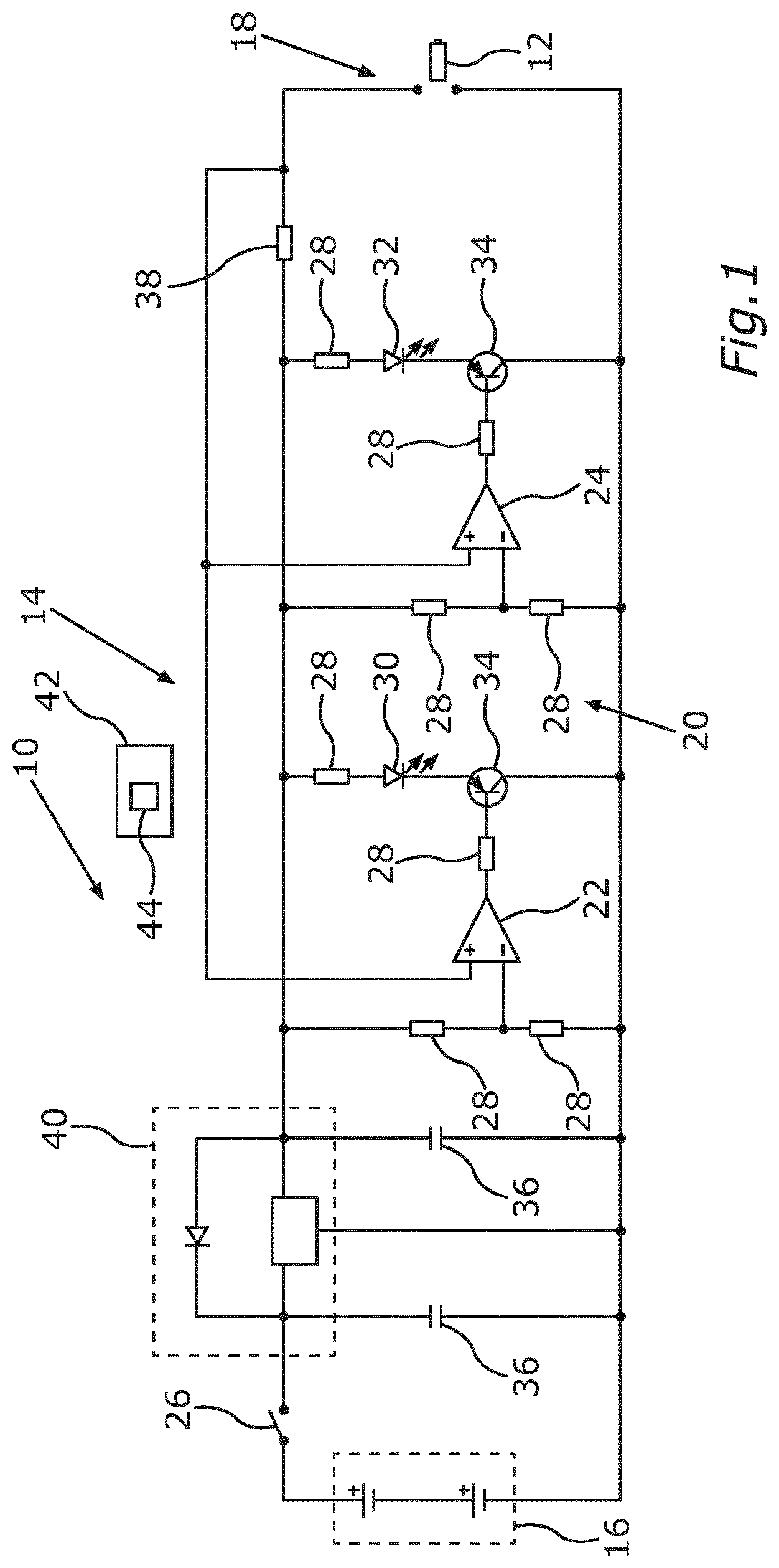 Patent US12313662 Figure 1 – Checking apparatus for checking a number of start cycles of a detection device of a motor vehicle, and method