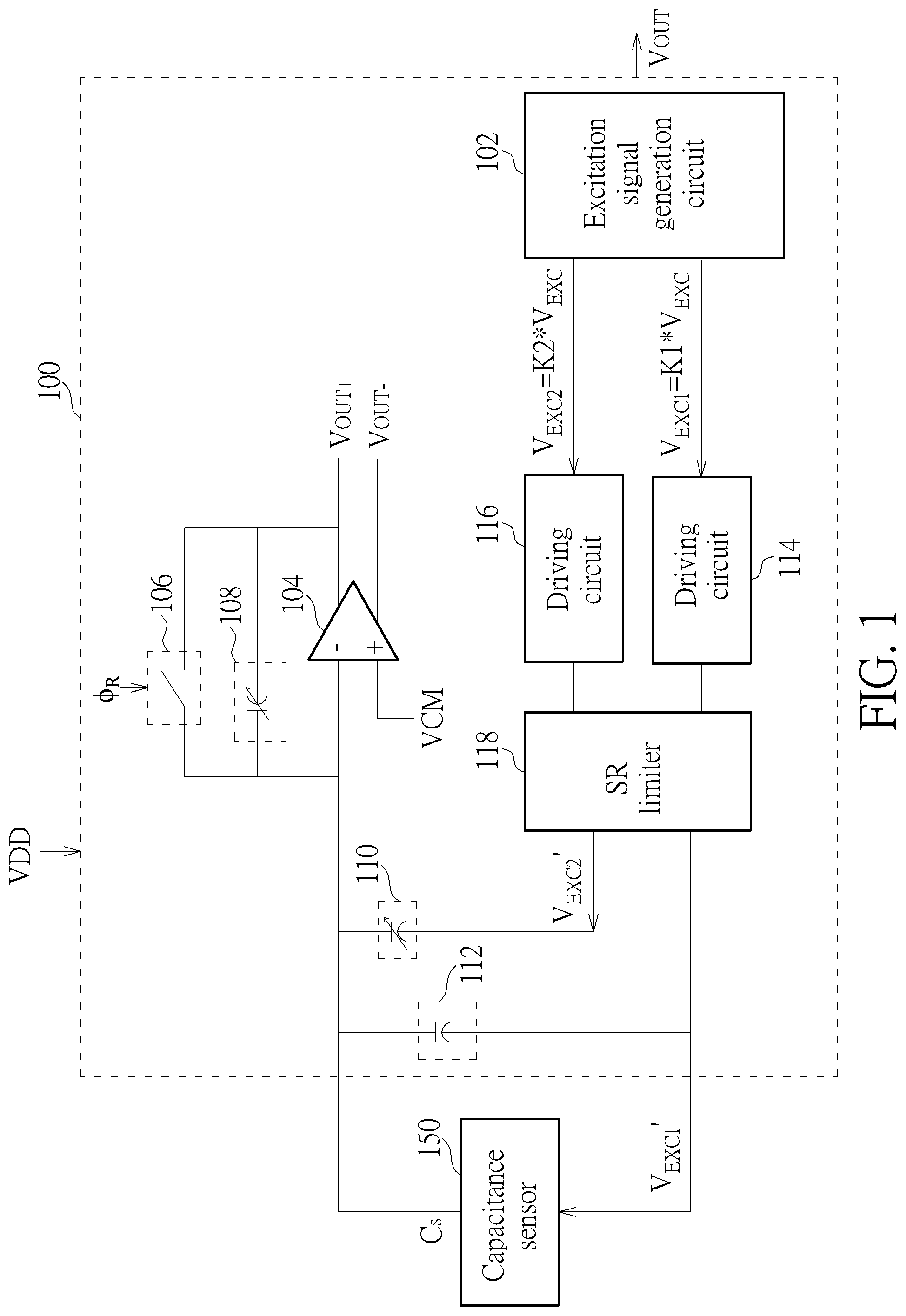 Patent US12313664 Figure 1 – Capacitance measurement circuit