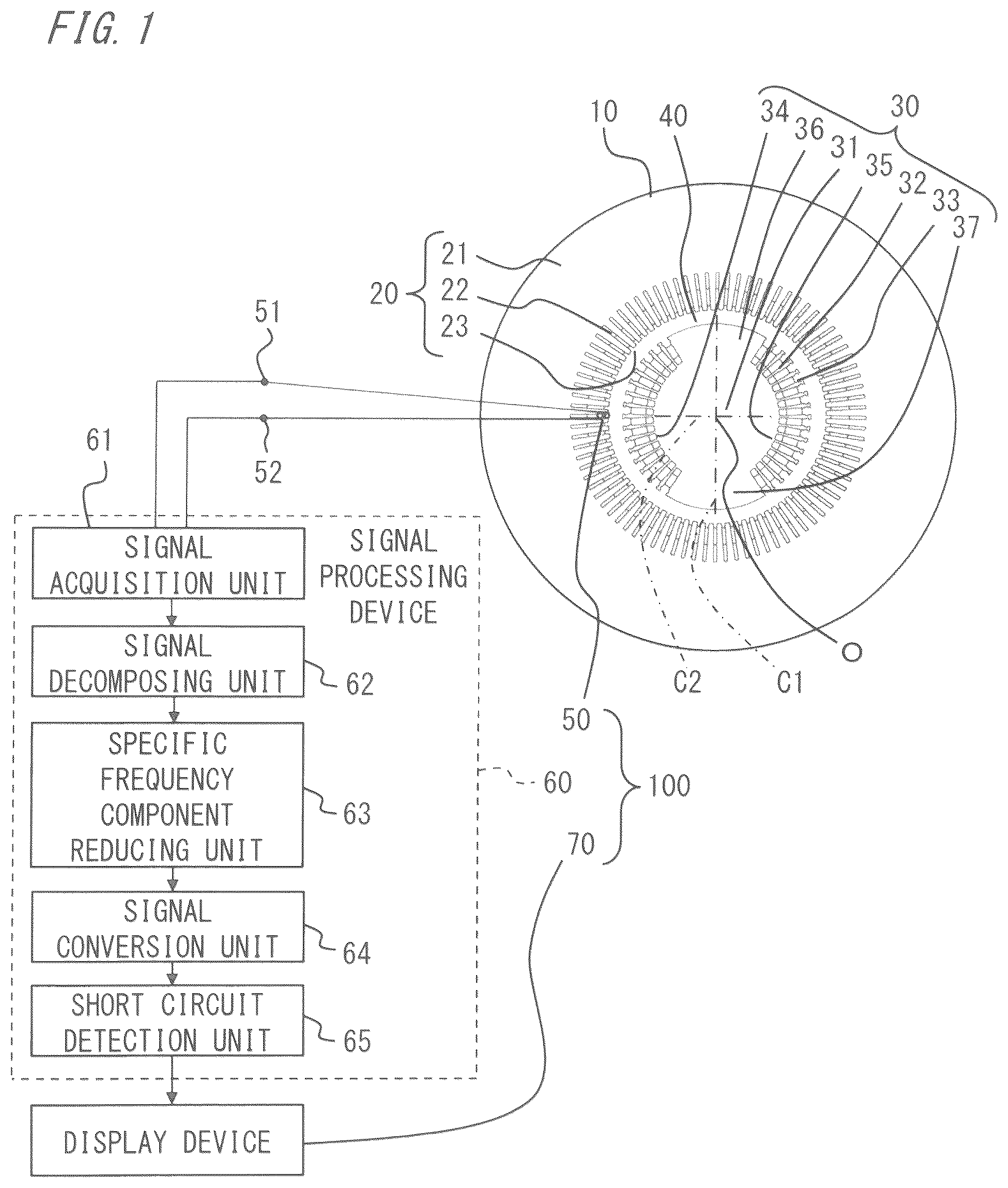 Patent US12313685 Figure 1 – Short circuit detection device for rotating electrical machine