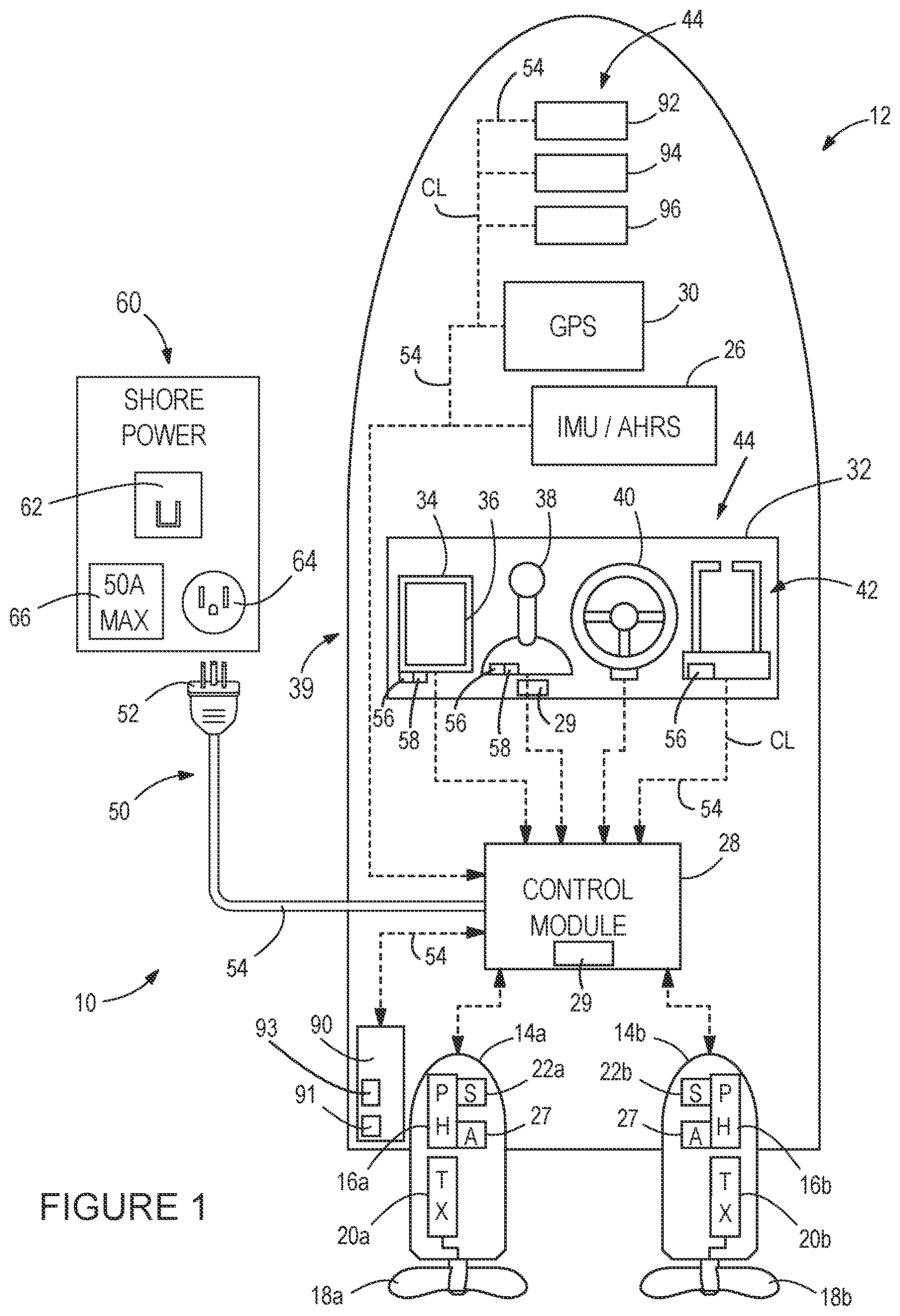 Patent US12313699 Figure 1 – Systems and methods for monitoring electrical systems of marine vessels