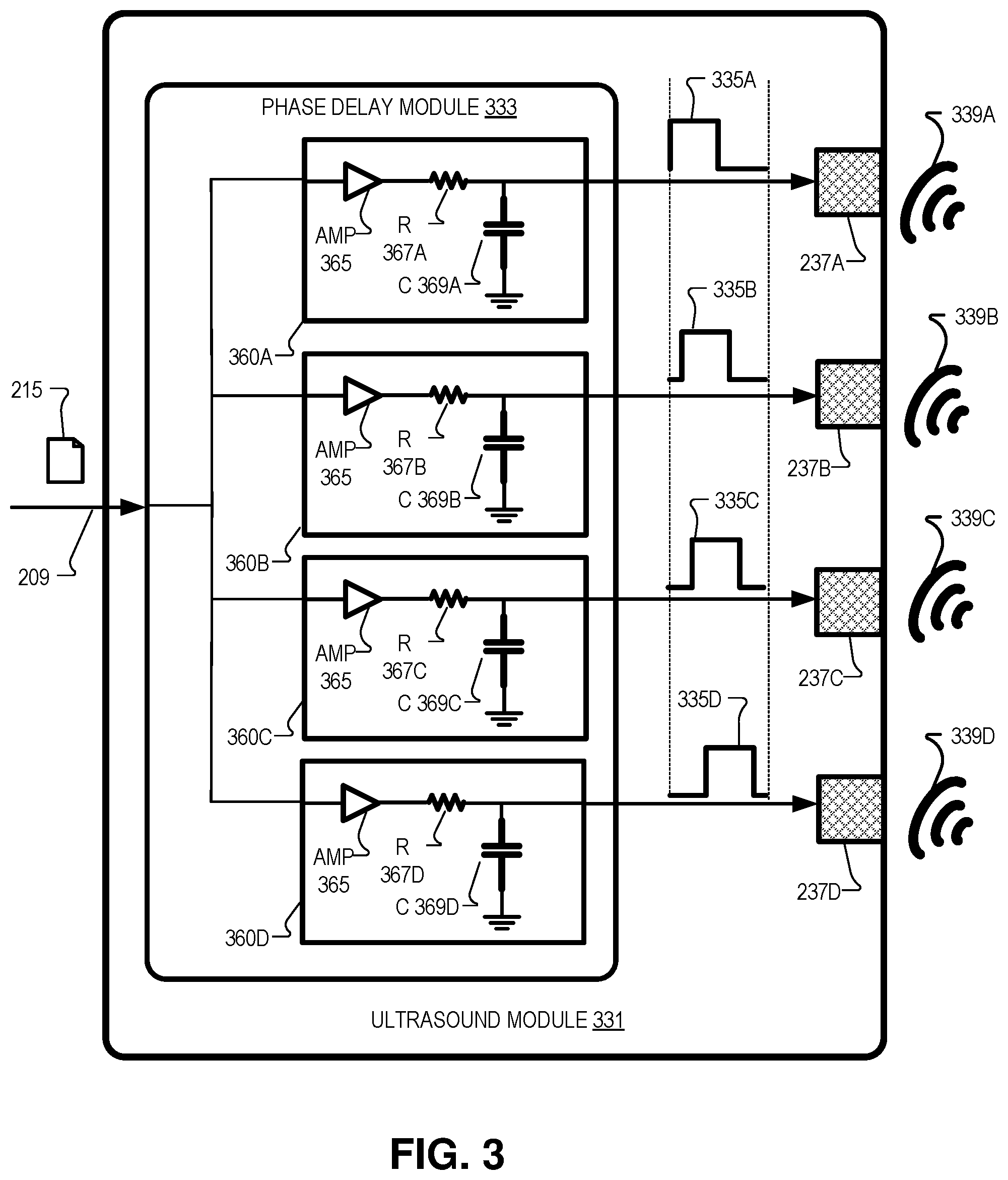 Patent US12313740 Figure 4 – Phase delay ultrasound for steered ultrasound beam