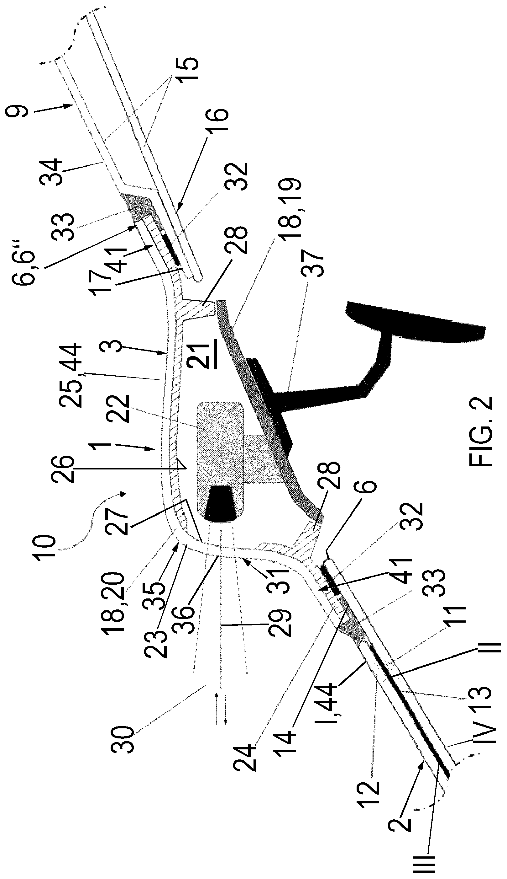 Patent US12313778 Figure 2 – Vehicle window with integrated sensor module