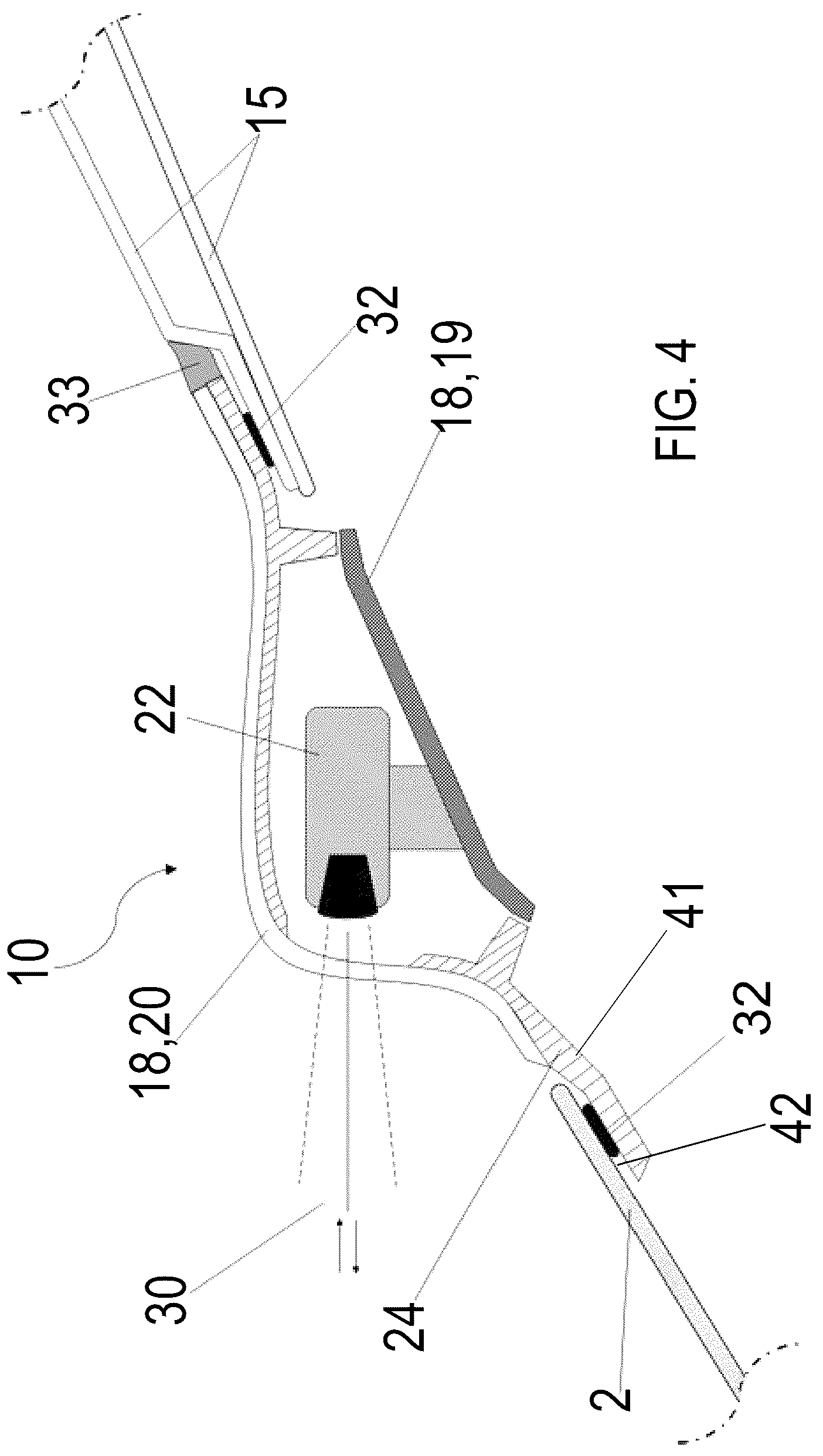 Patent US12313778 Figure 4 – Vehicle window with integrated sensor module