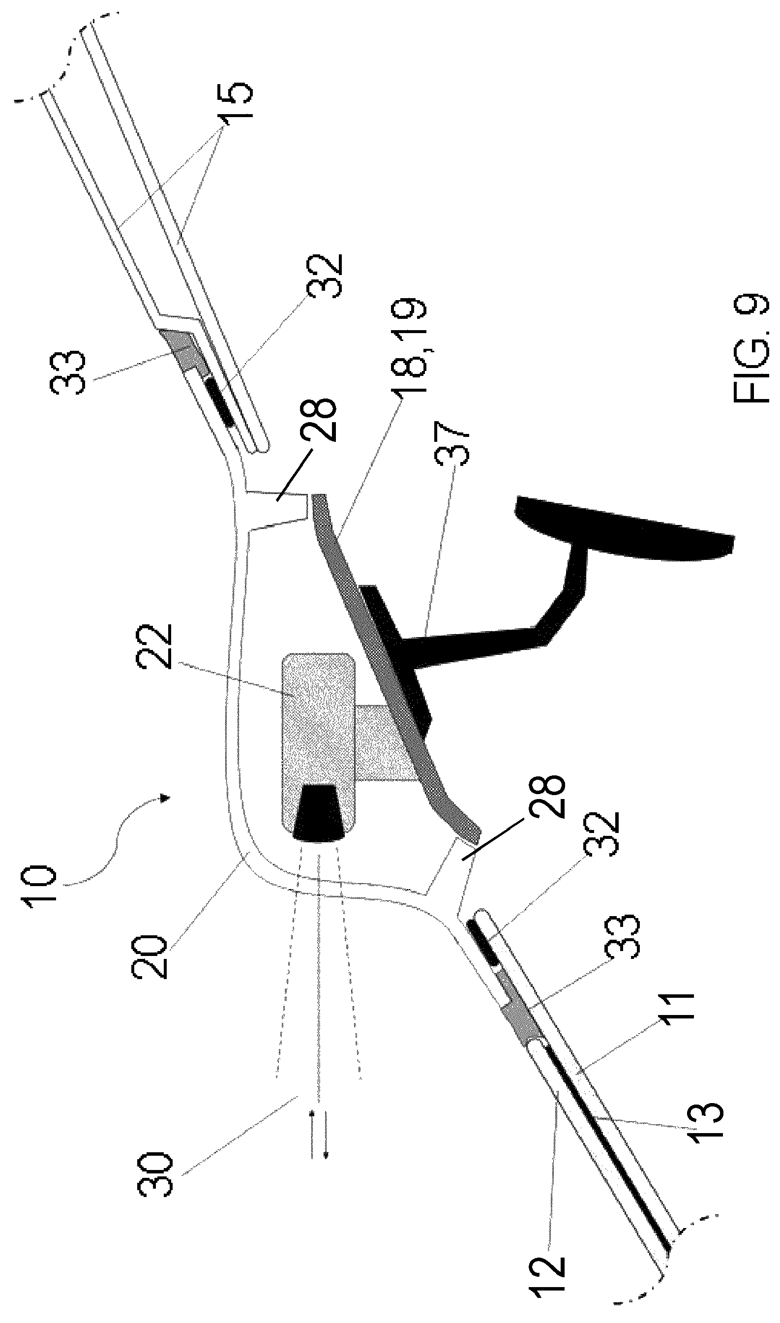Patent US12313778 Figure 9 – Vehicle window with integrated sensor module