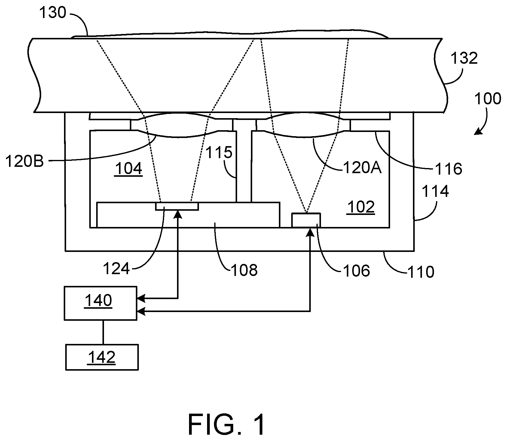 Patent US12313779 Figure 1 – Depth sensing using optical time-of-flight techniques through a transmissive cover