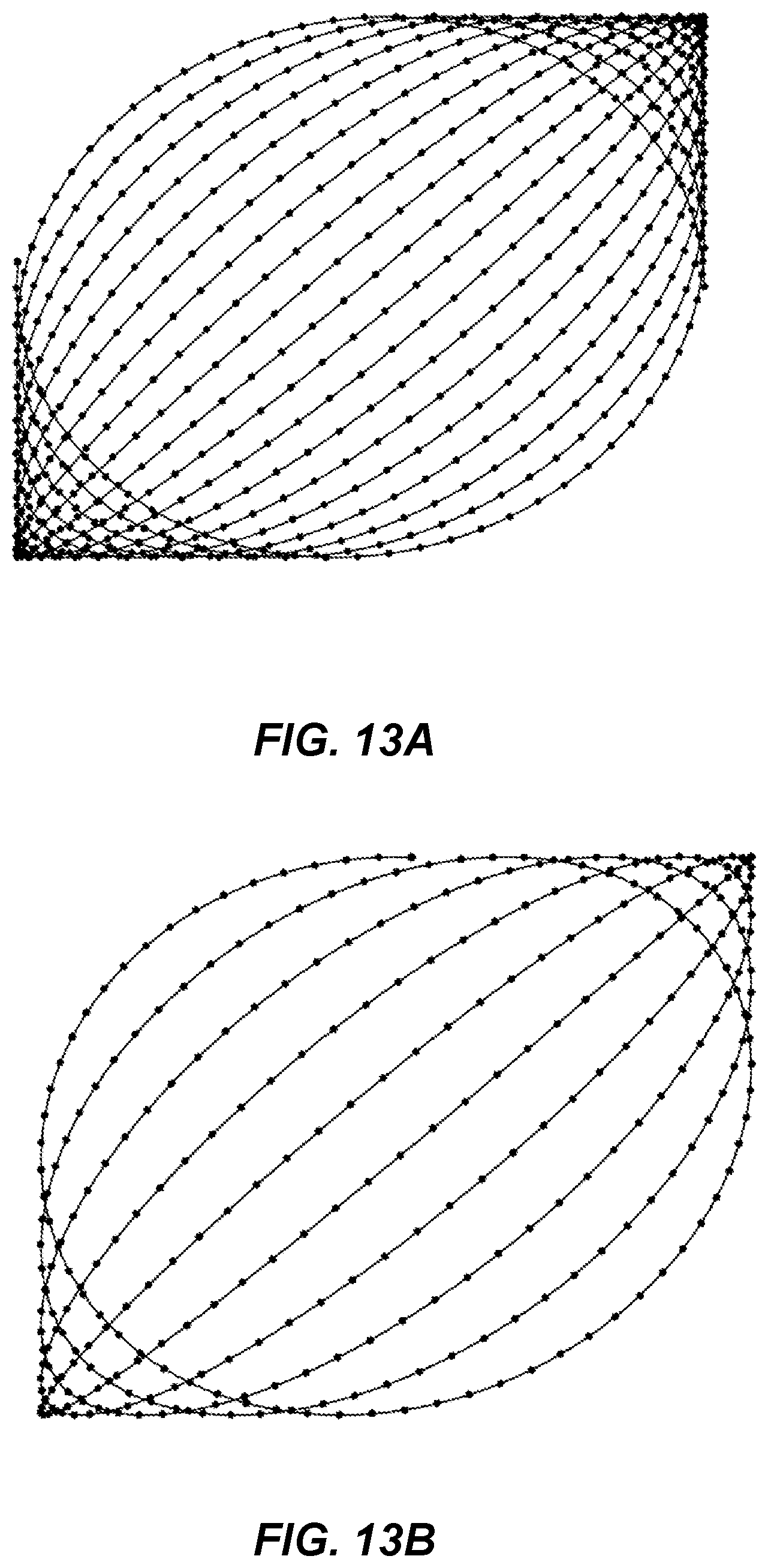 Patent US12313784 Figure 13 – Half and quarter lissajous scan patterns for LiDAR