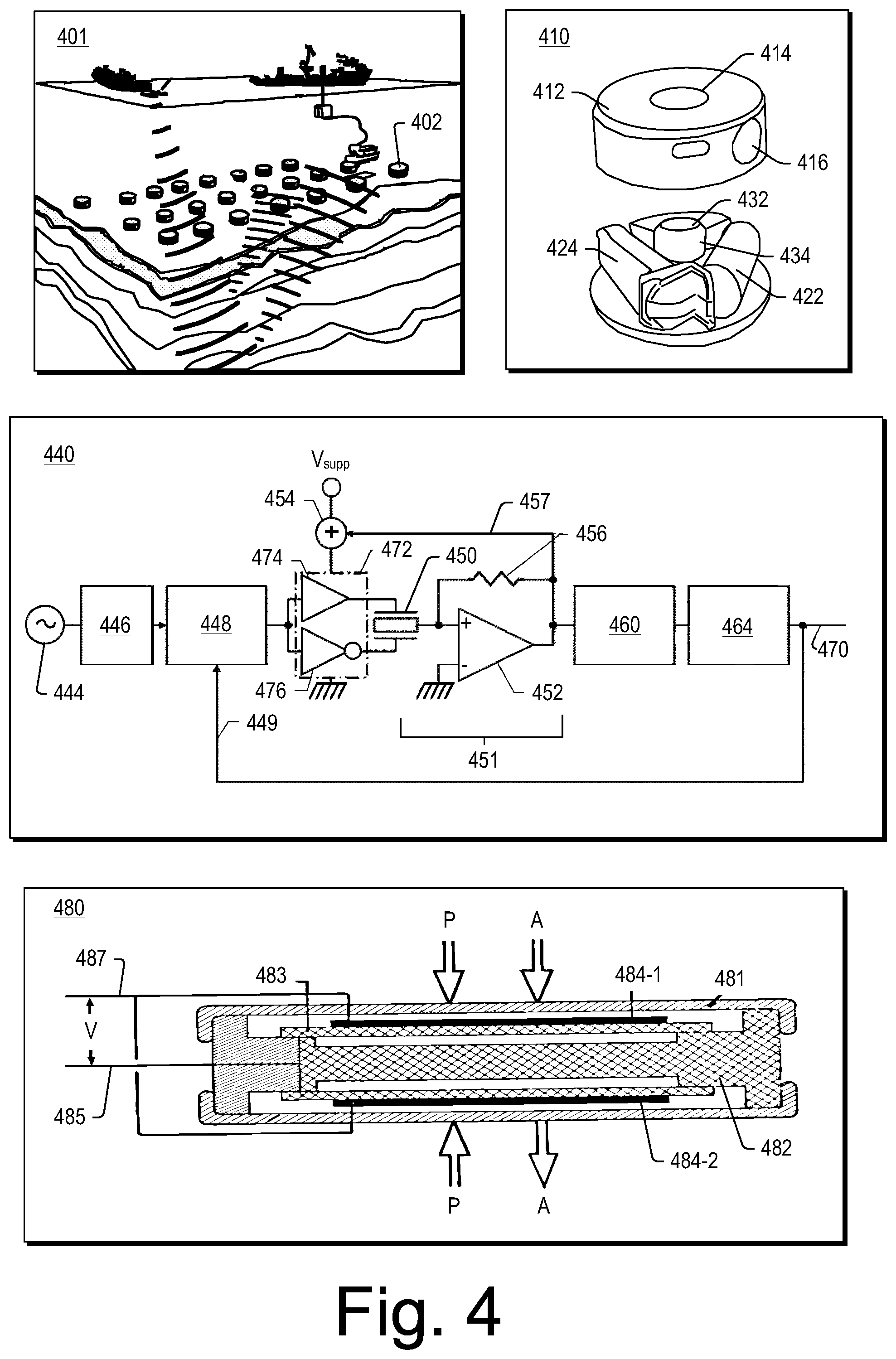 Patent US12313801 Figure 4 – Marine seismic imaging