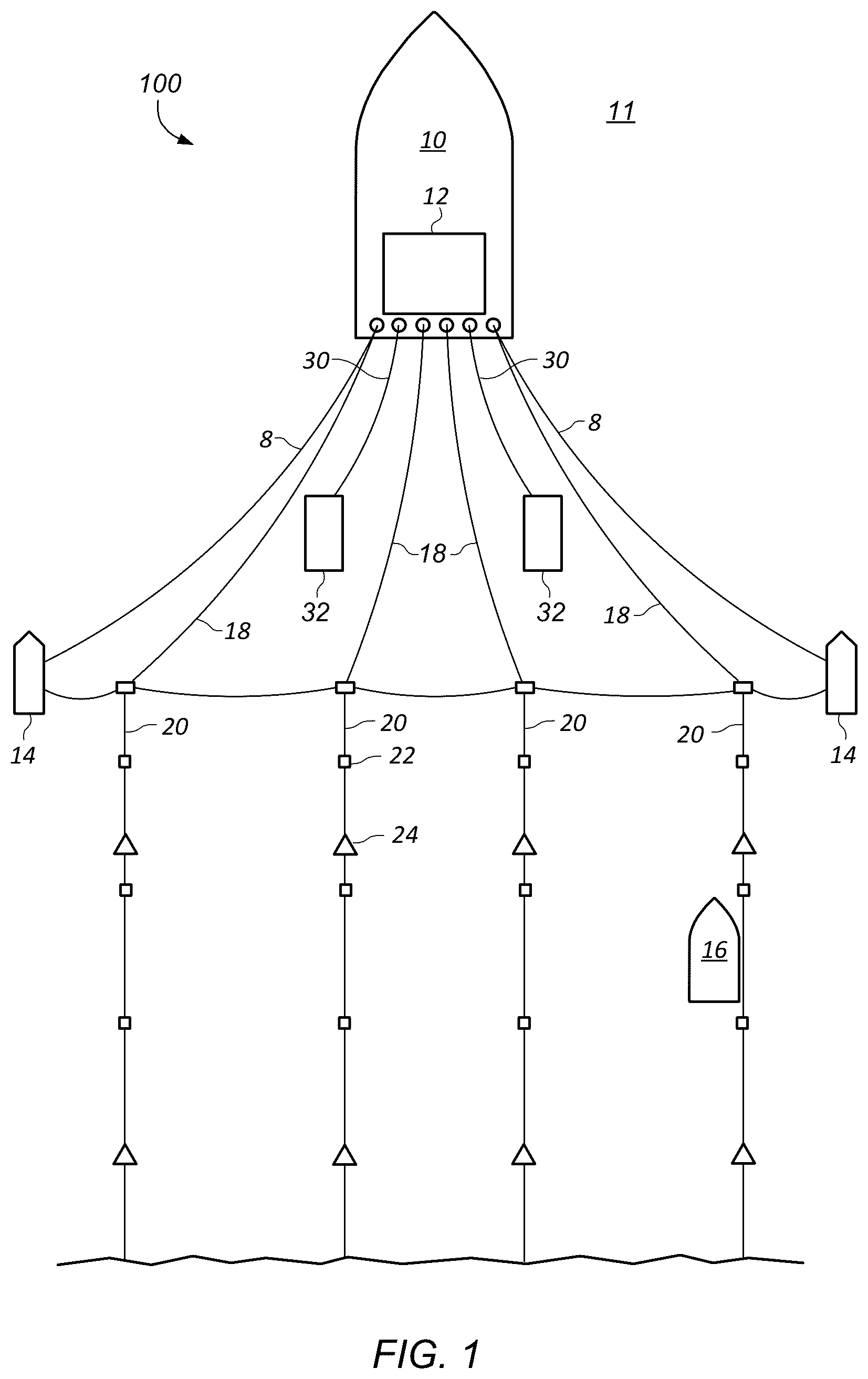 Patent US12313802 Figure 1 – Separation of blended seismic survey data