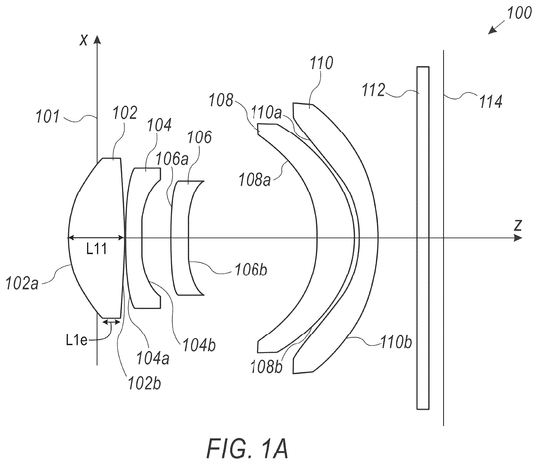 Patent US12313824 Figure 1 – Miniature telephoto lens assembly