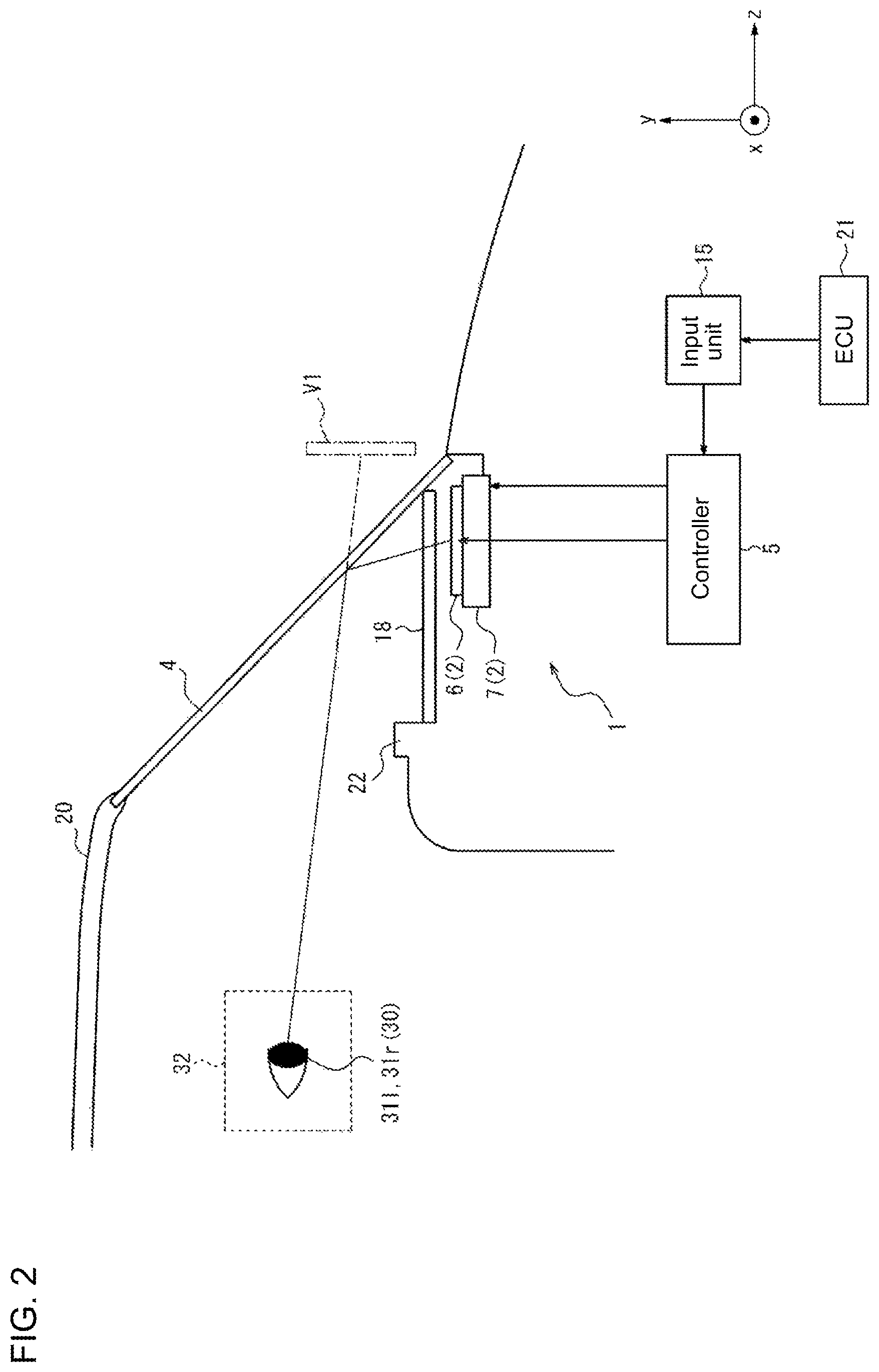 Patent US12313847 Figure 2 – Head-up display, head-up display system, and movable body