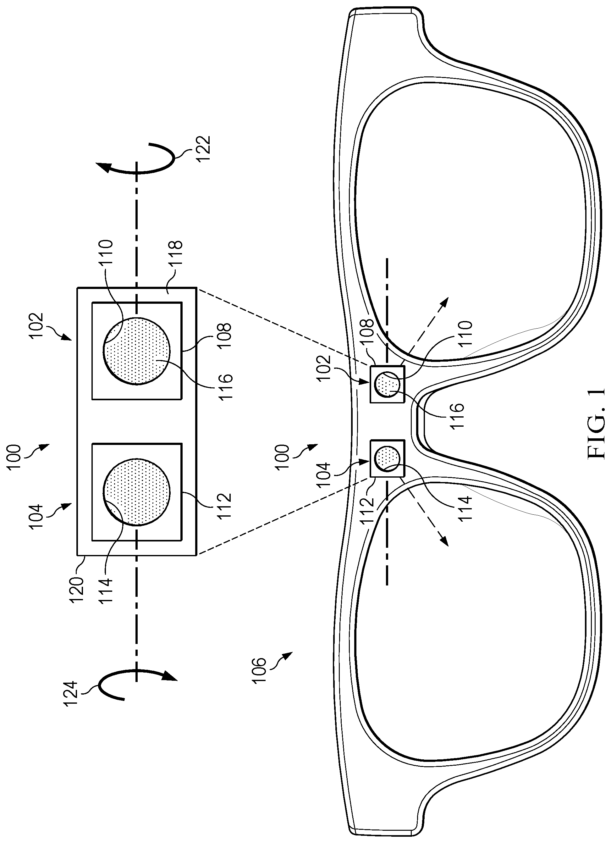 Patent US12313850 Figure 1 – Augmented reality optical projector system