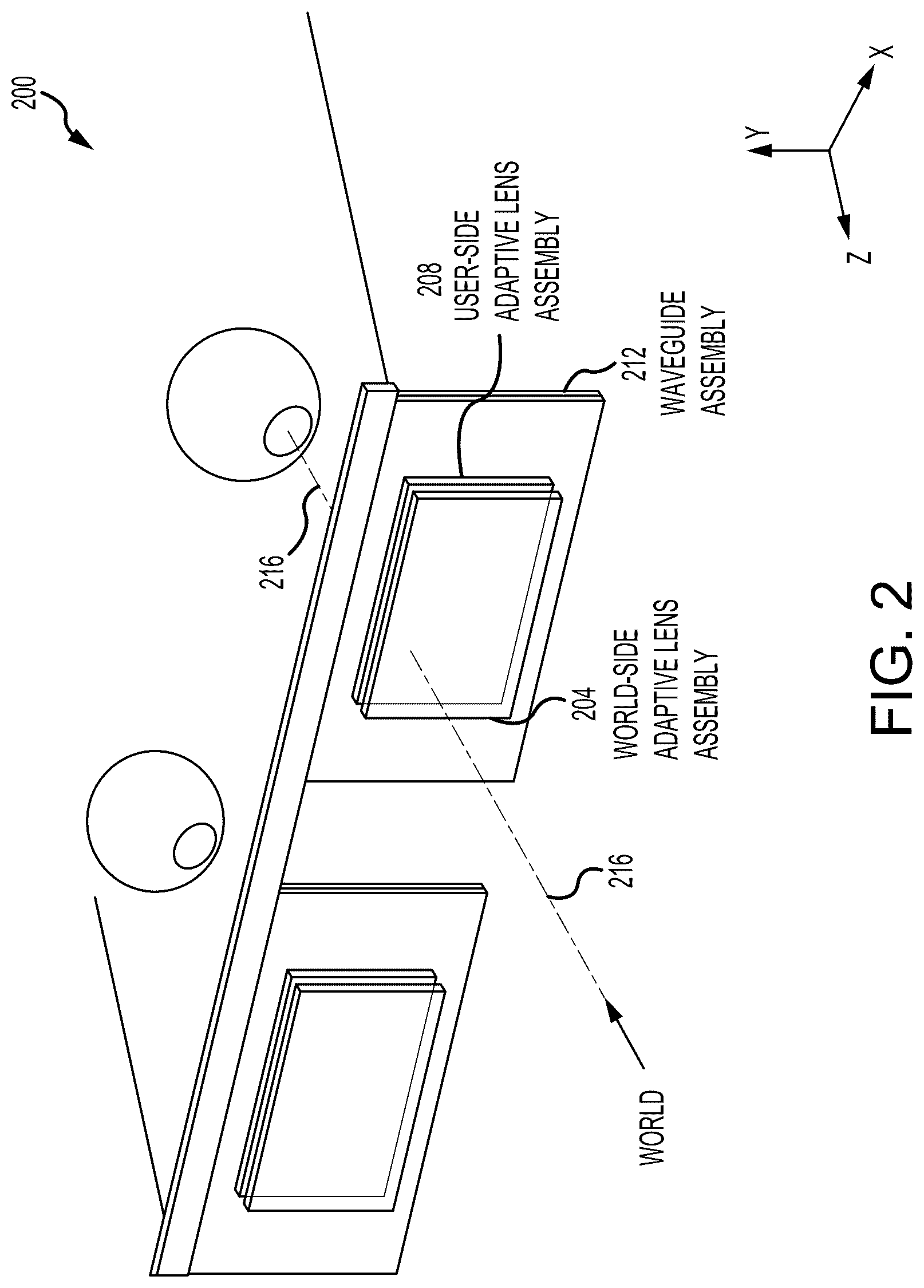 Patent US12313852 Figure 2 – Time-multiplexed display of virtual content at various depths