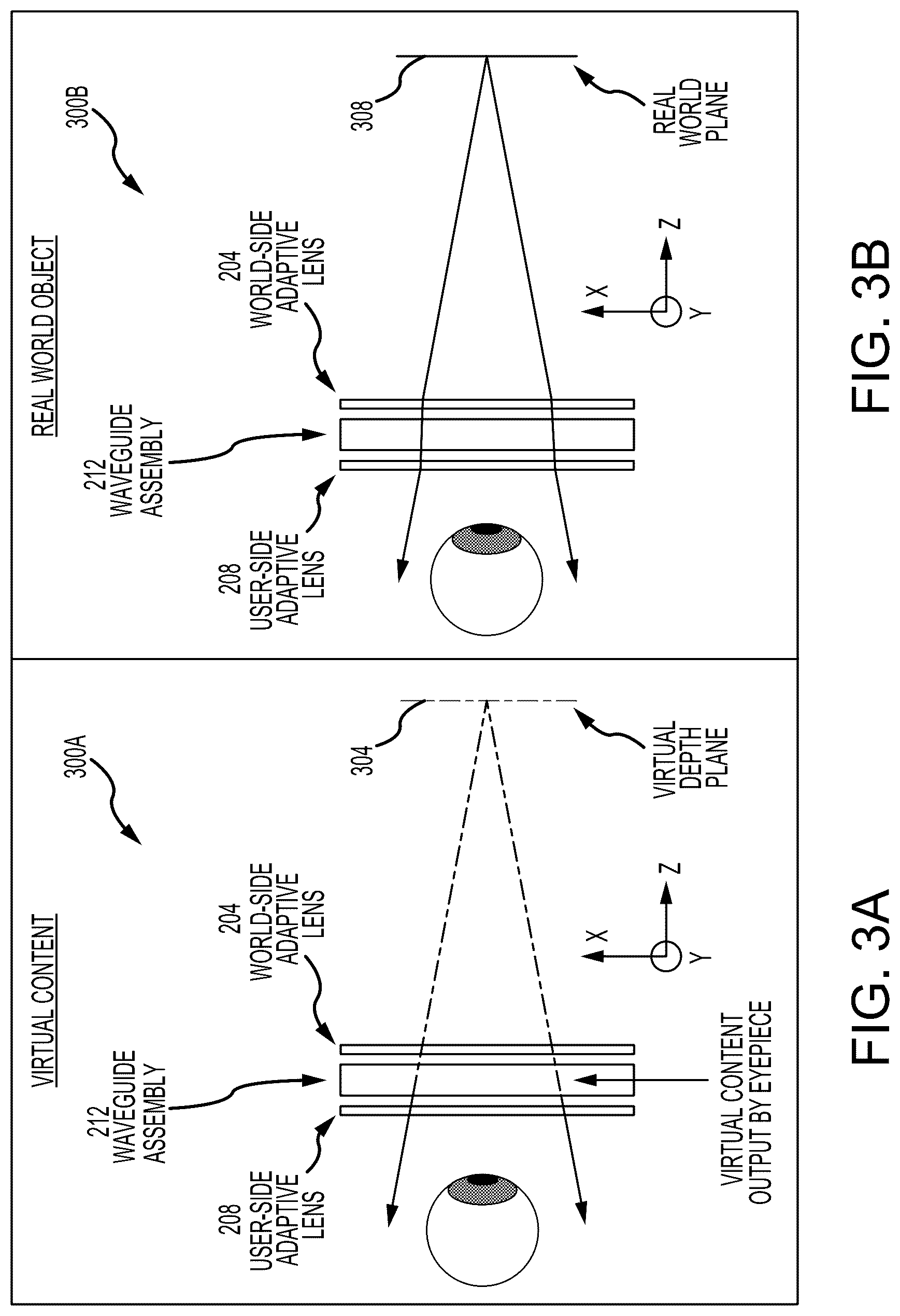 Patent US12313852 Figure 3 – Time-multiplexed display of virtual content at various depths