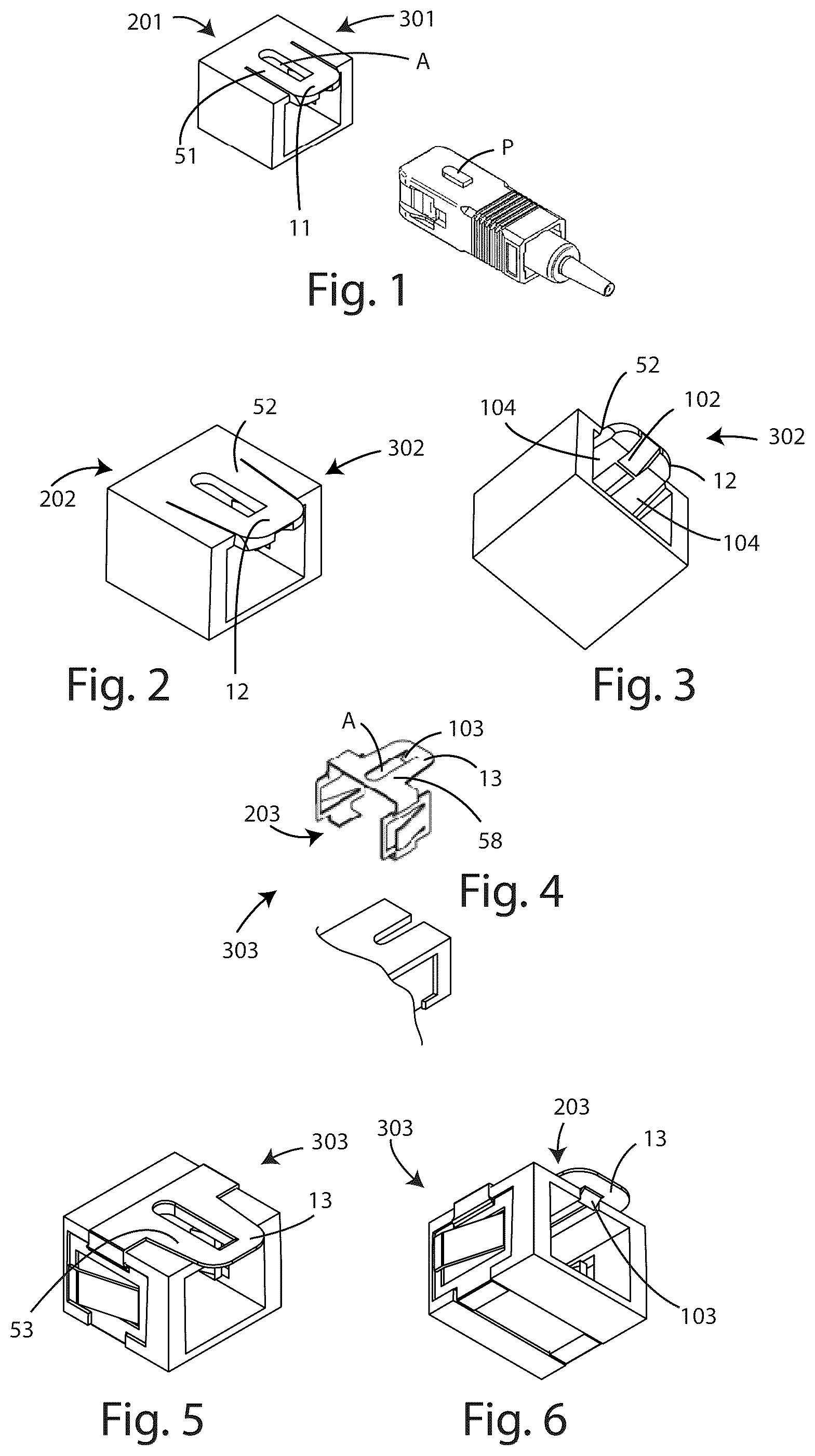 Patent US12313887 Figure 1 – Safety female adapter device for fiber optic connections