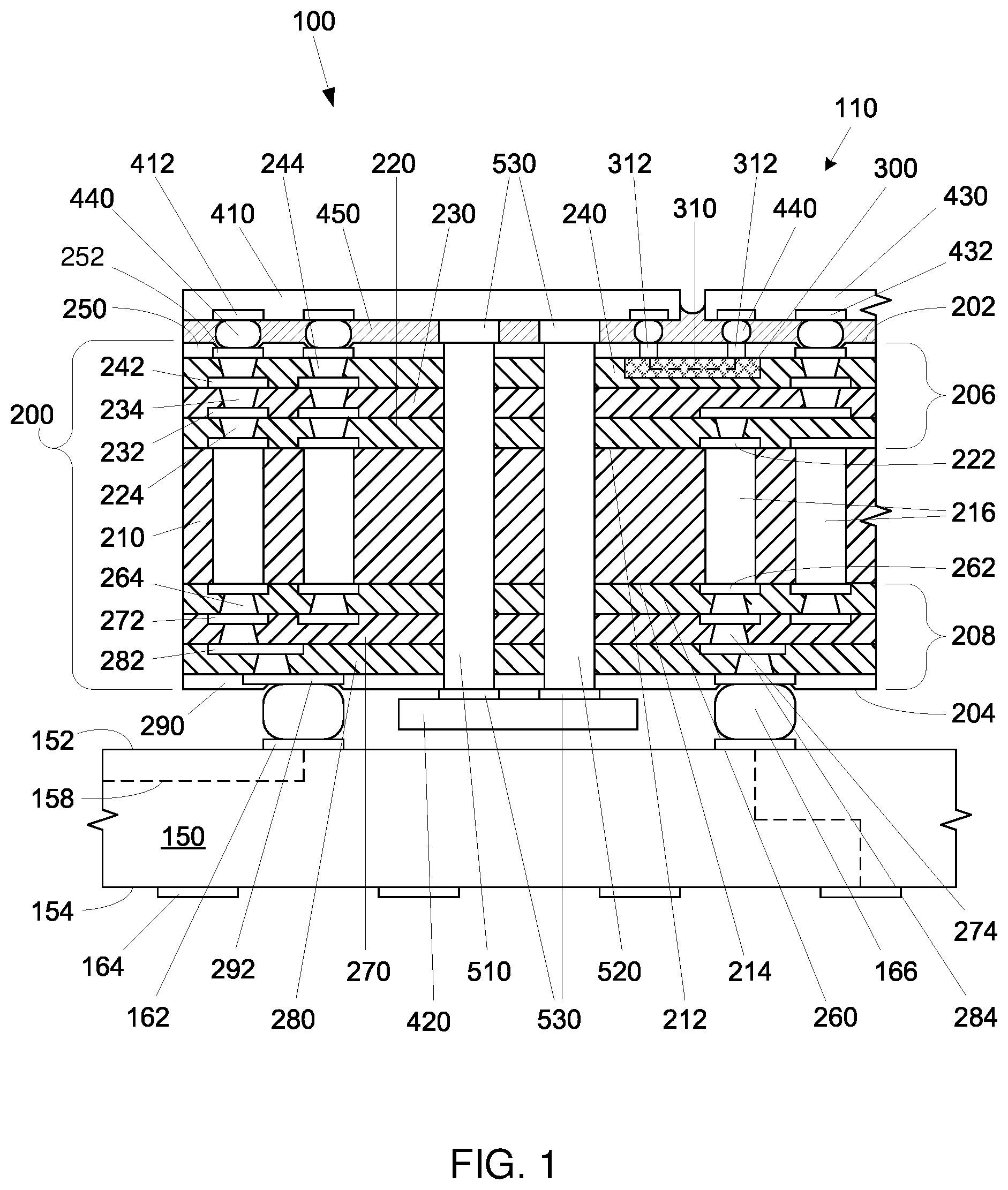 Patent US12313890 Figure 1 – Through-substrate optical vias