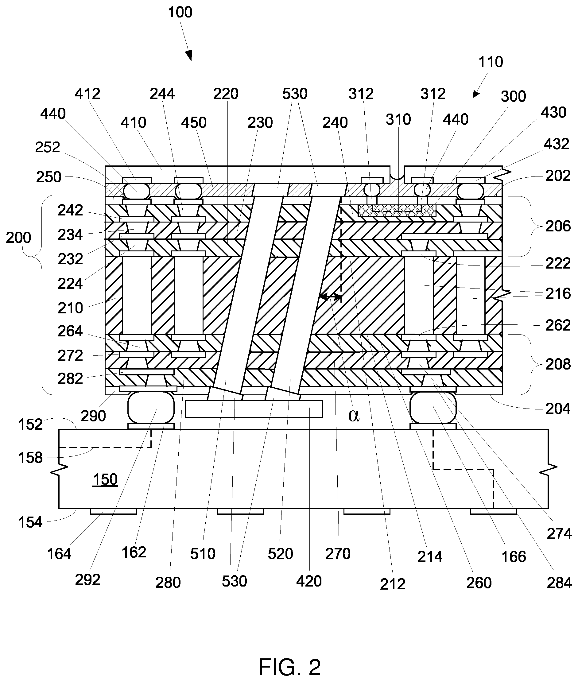 Patent US12313890 Figure 2 – Through-substrate optical vias